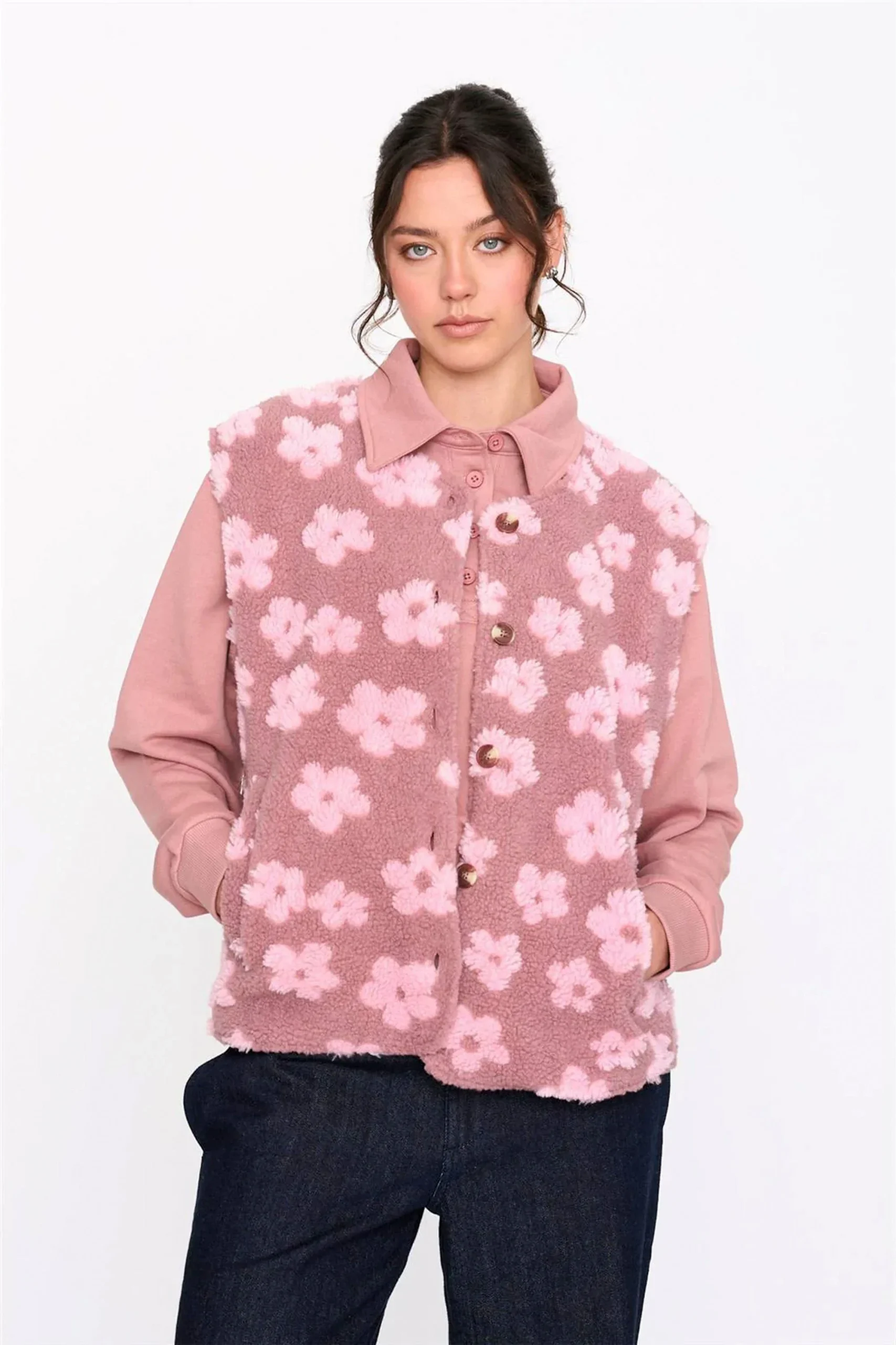 24COLOURS - FLOWERS VEST - ROSE