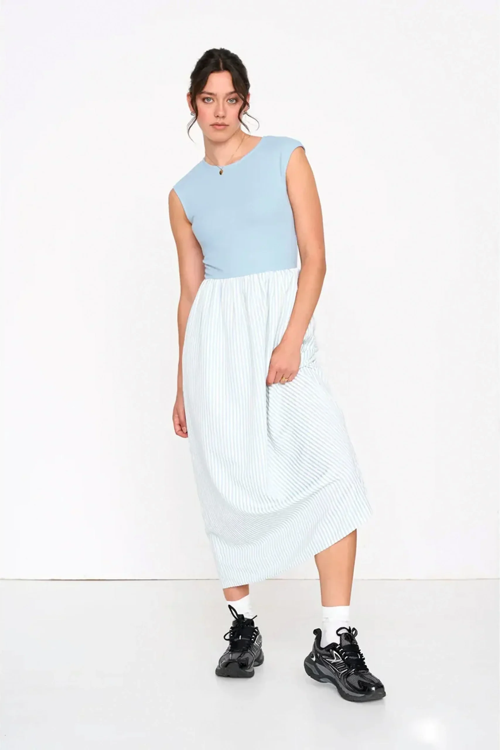 24COLOURS - STRIPED DRESS - BLUE