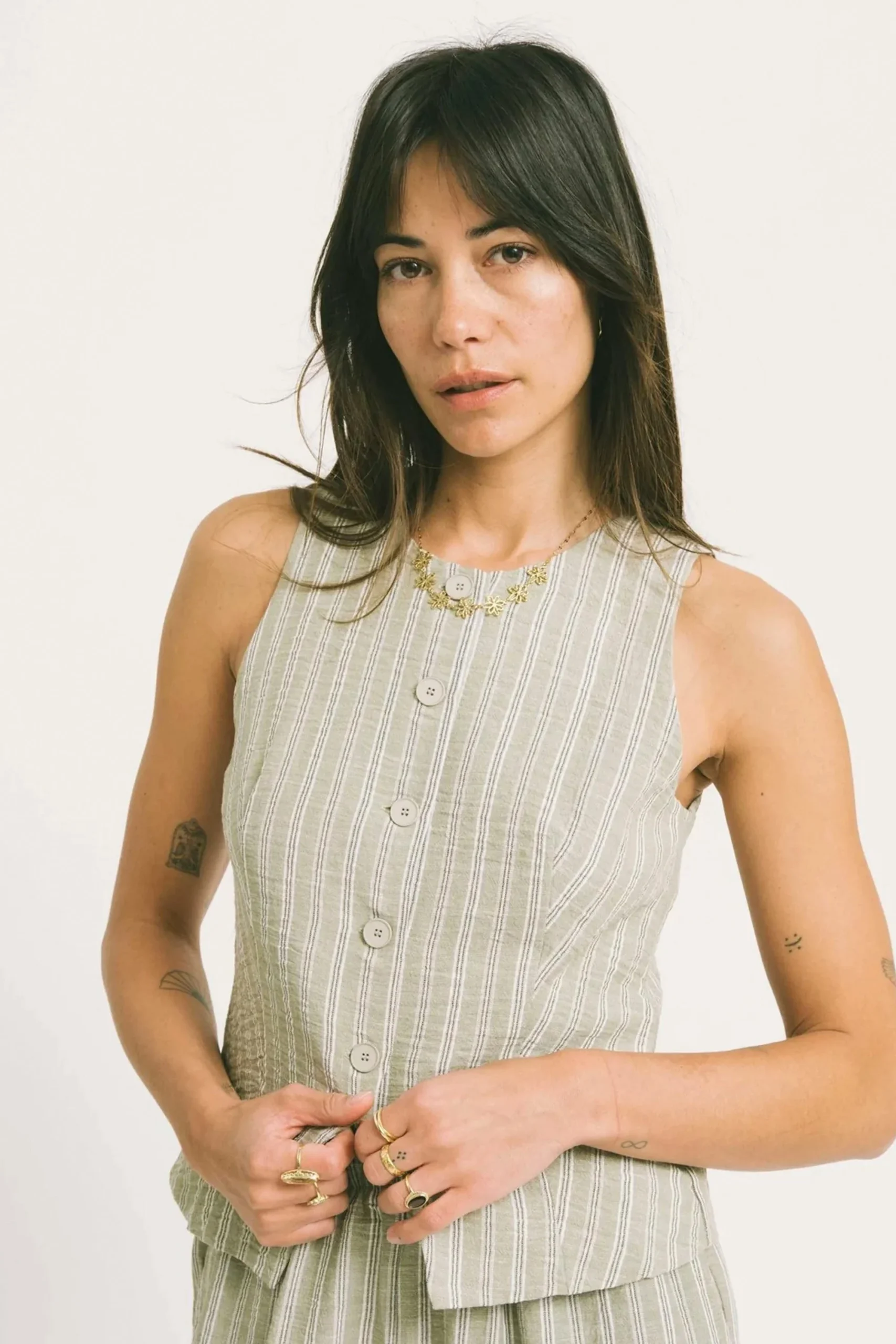 24COLOURS - STRIPED VEST - GREEN