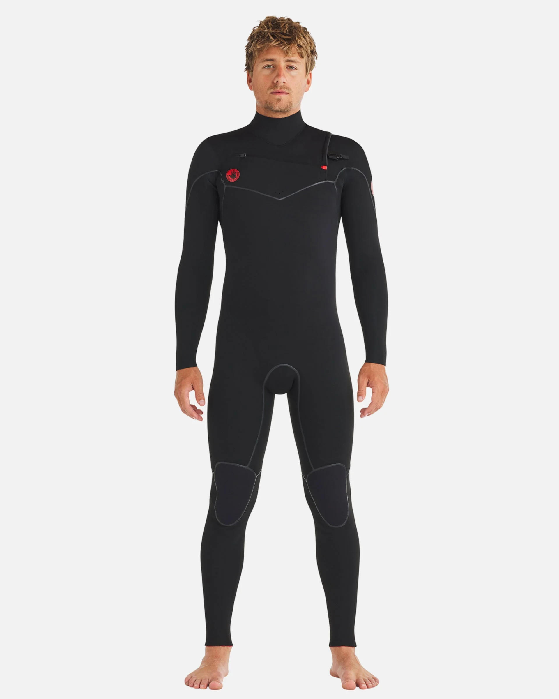 4/3mm Red Cell Chest-Zip Fullsuit - Black