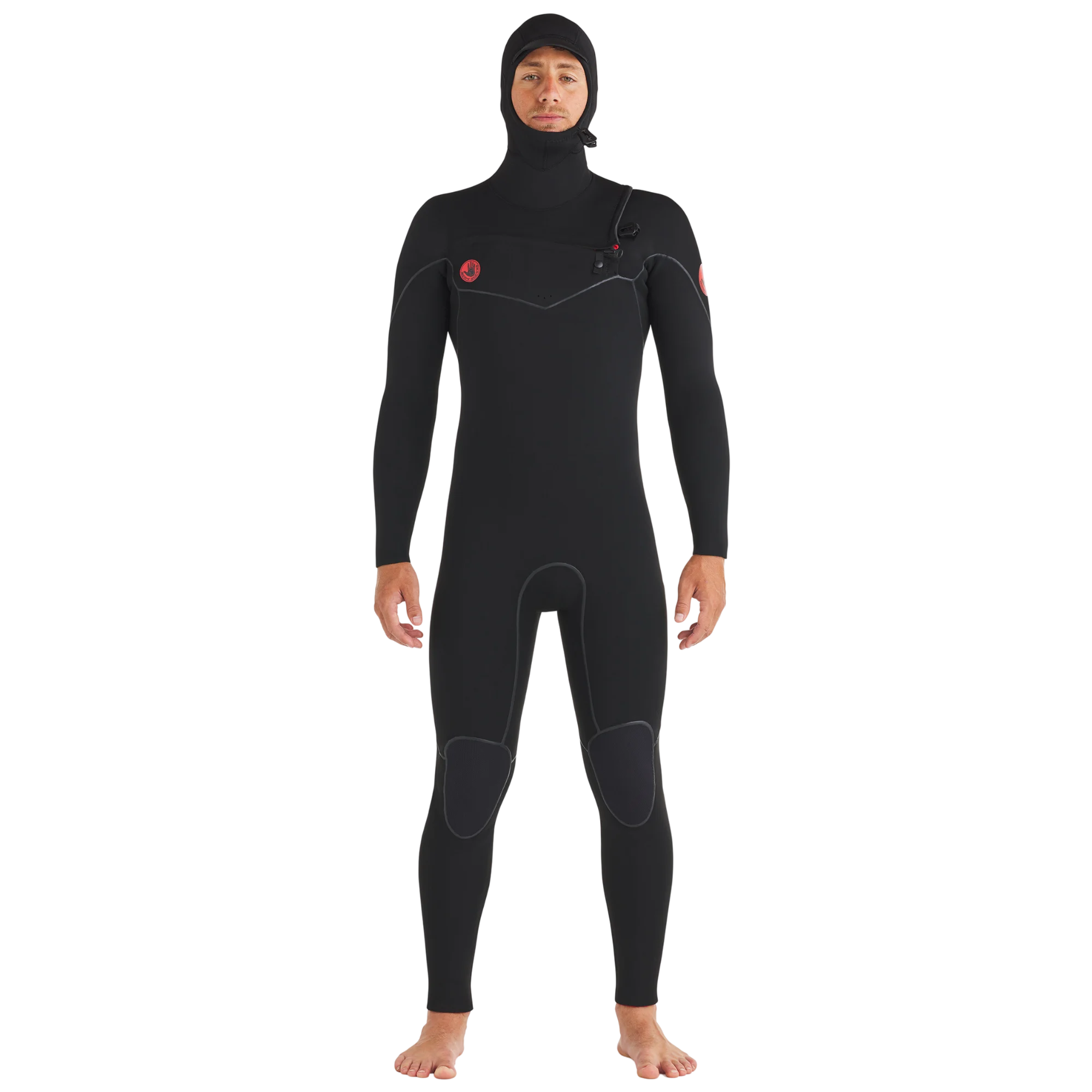 5/4/3mm Red Cell Chest-Zip Hooded Fullsuit - Black