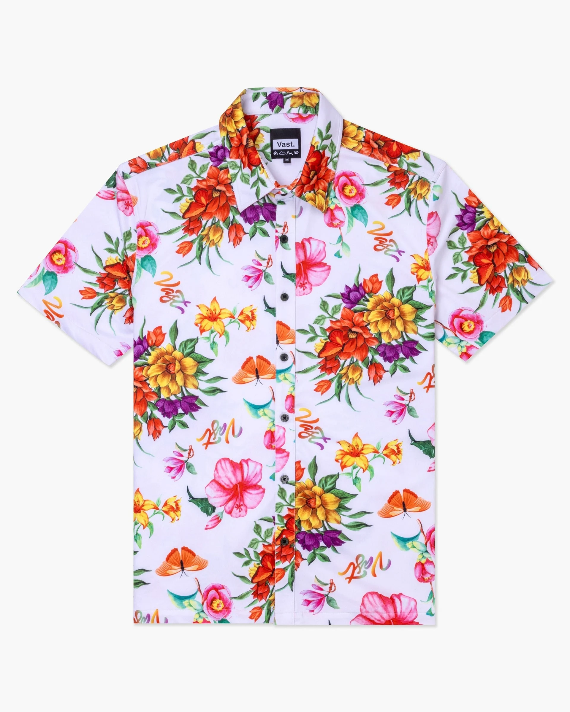 Aqua Terra Floral Watercolor Tech Button up