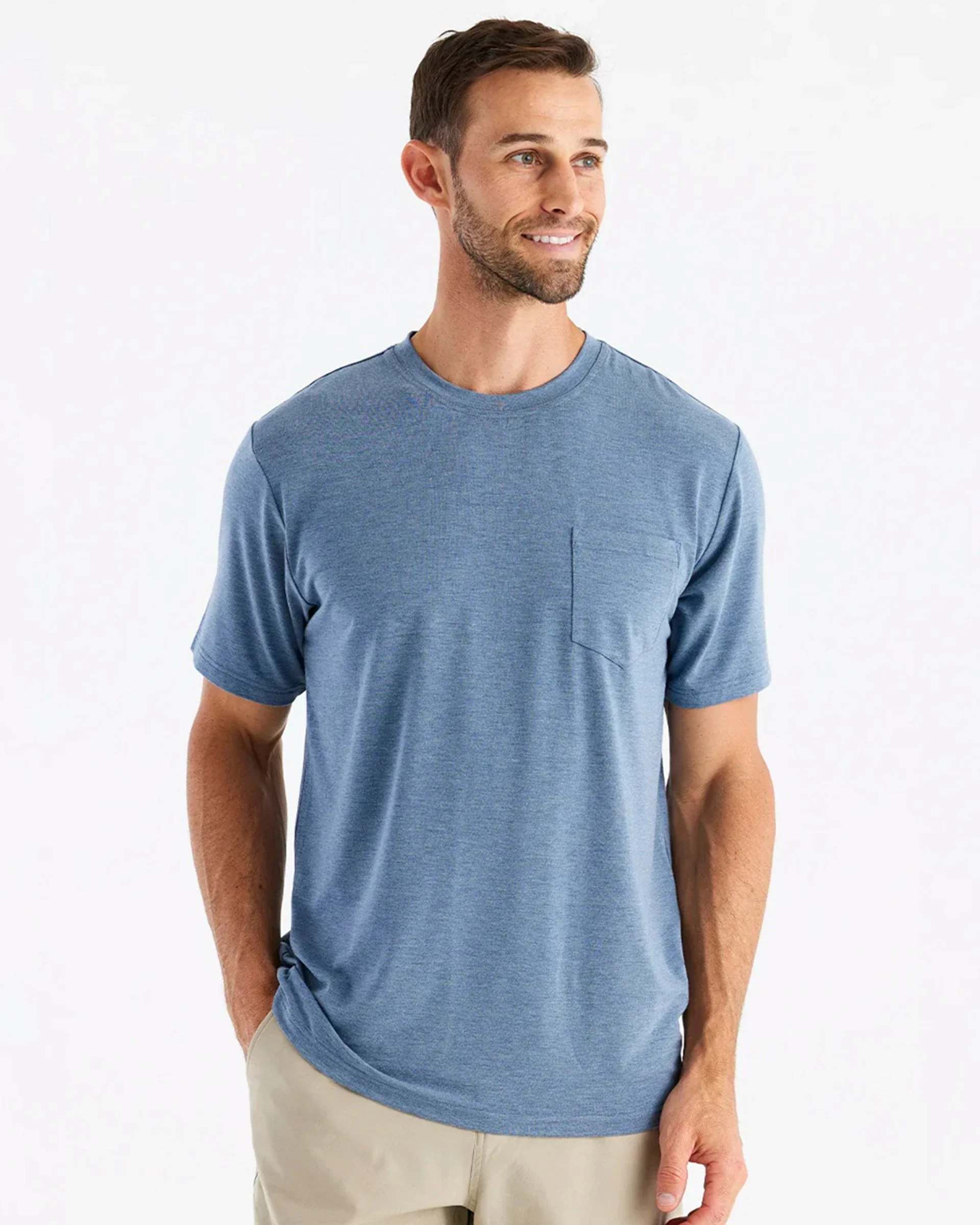 Bamboo Flex Pocket S/S T-Shirt - Heather Deepwater