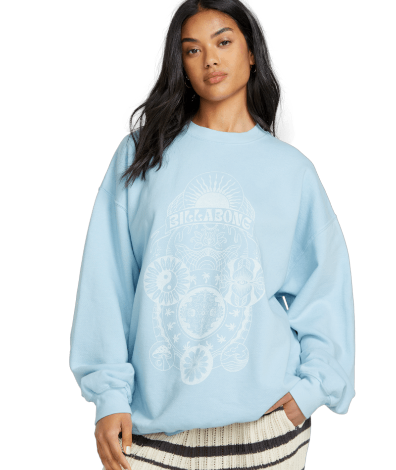 Billabong Ride In Crew Sweatshirt-Washed Chambray