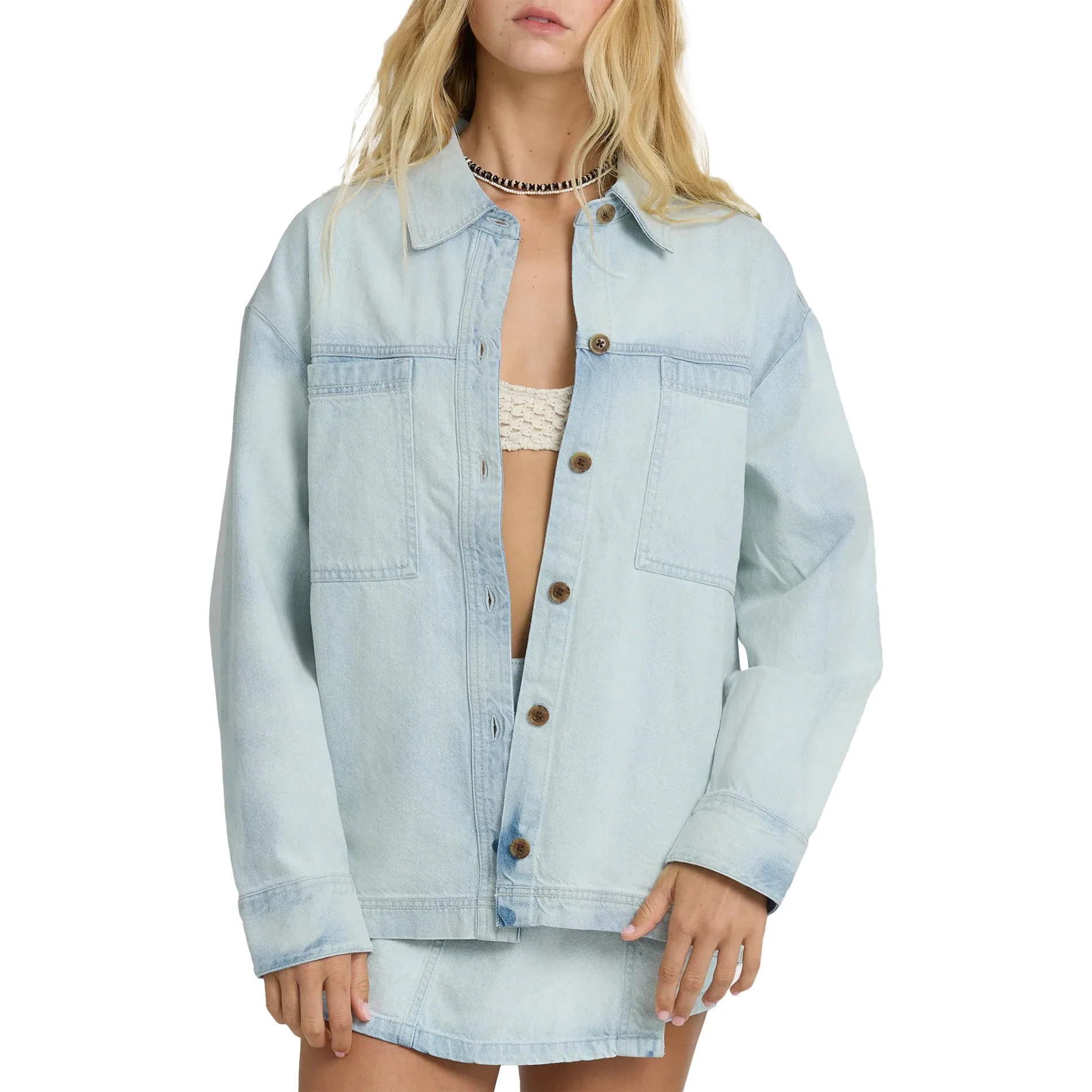 Billabong Women's Jade Saltwashed Long Sleeve Button-Up Shirt