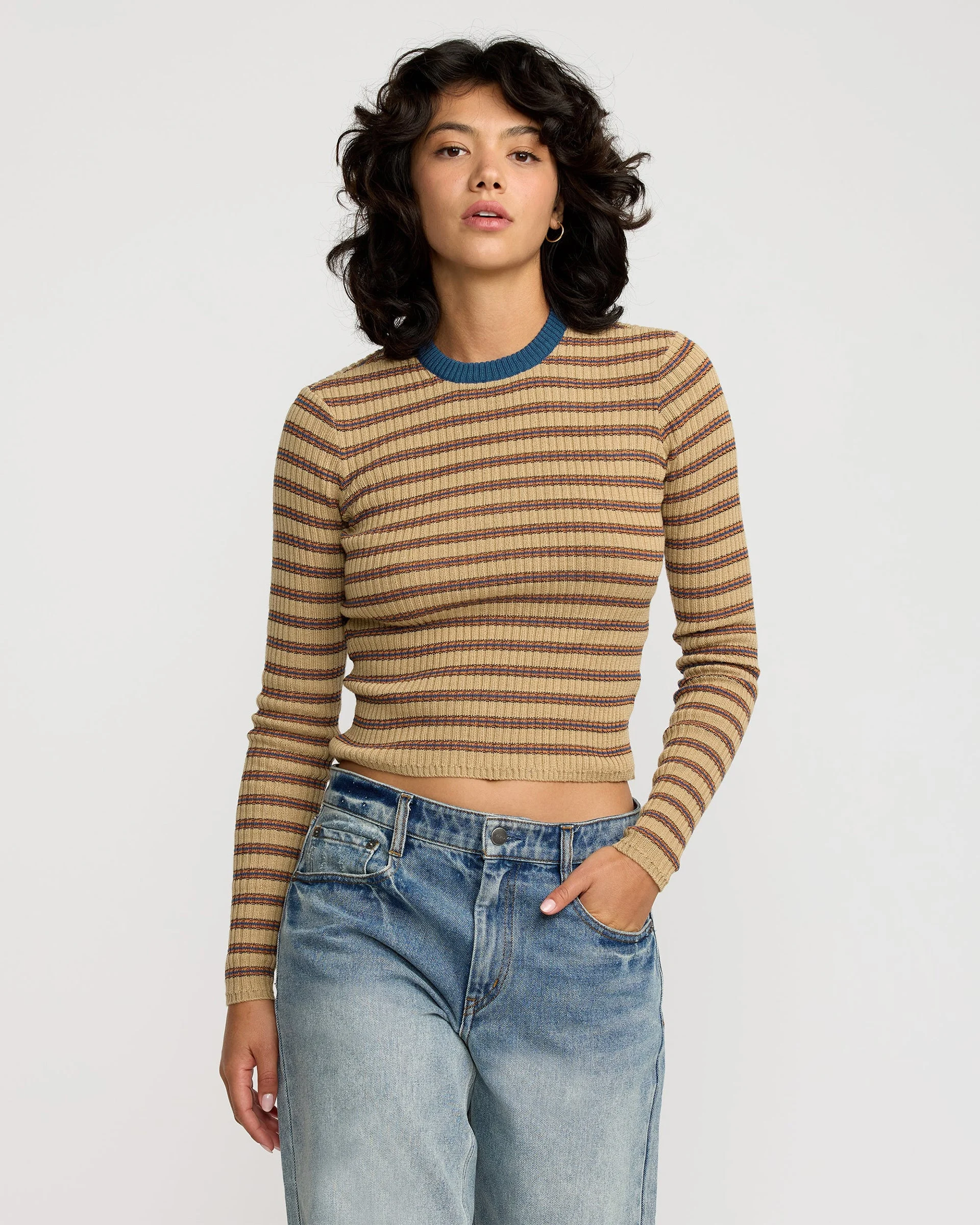 Bond Stripe L/S Sweater - Sanddune