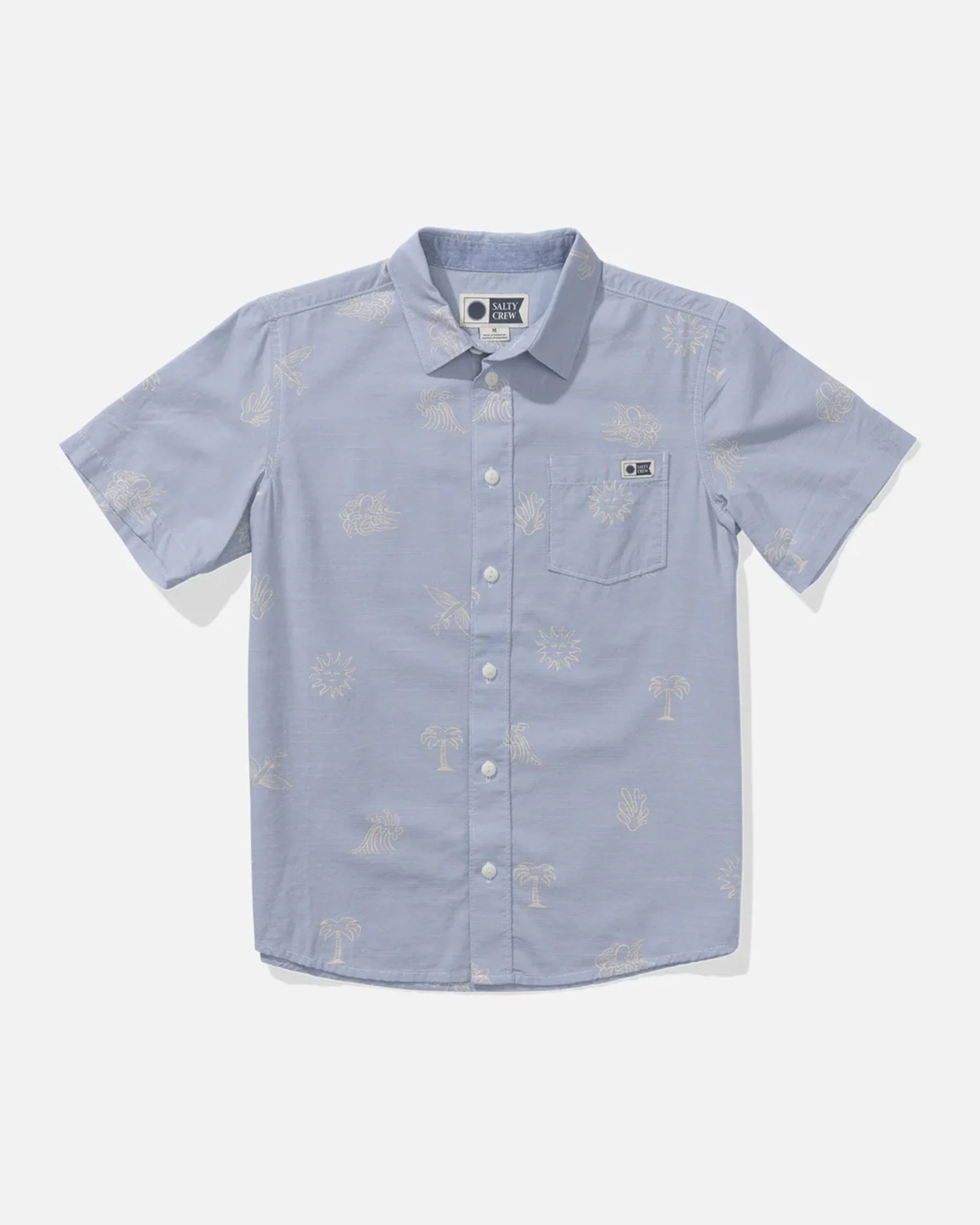Boy's (8-16) Good Vibes S/S Woven Shirt - Blue Fog