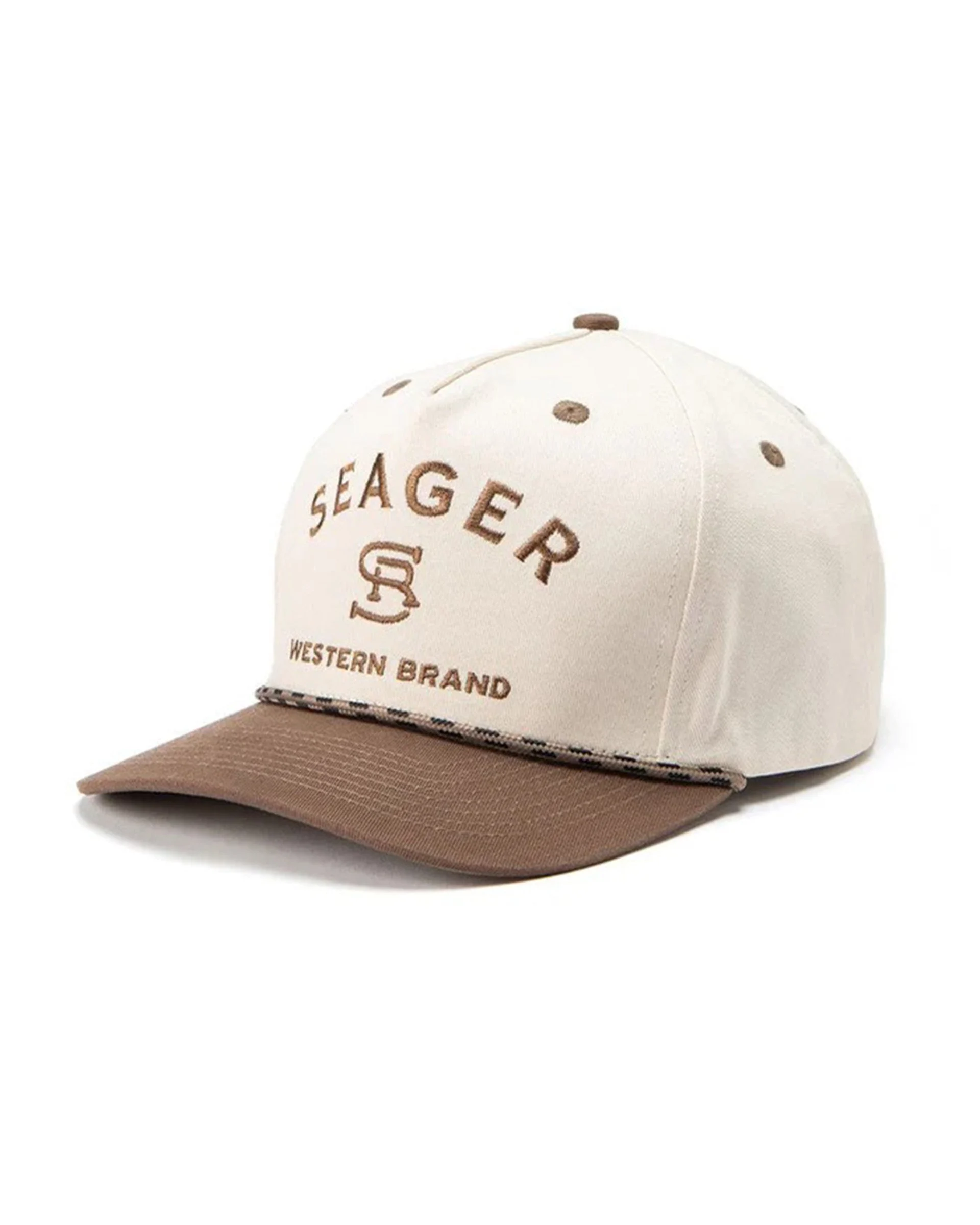 Branded Snapback Hat - Cream/Brown