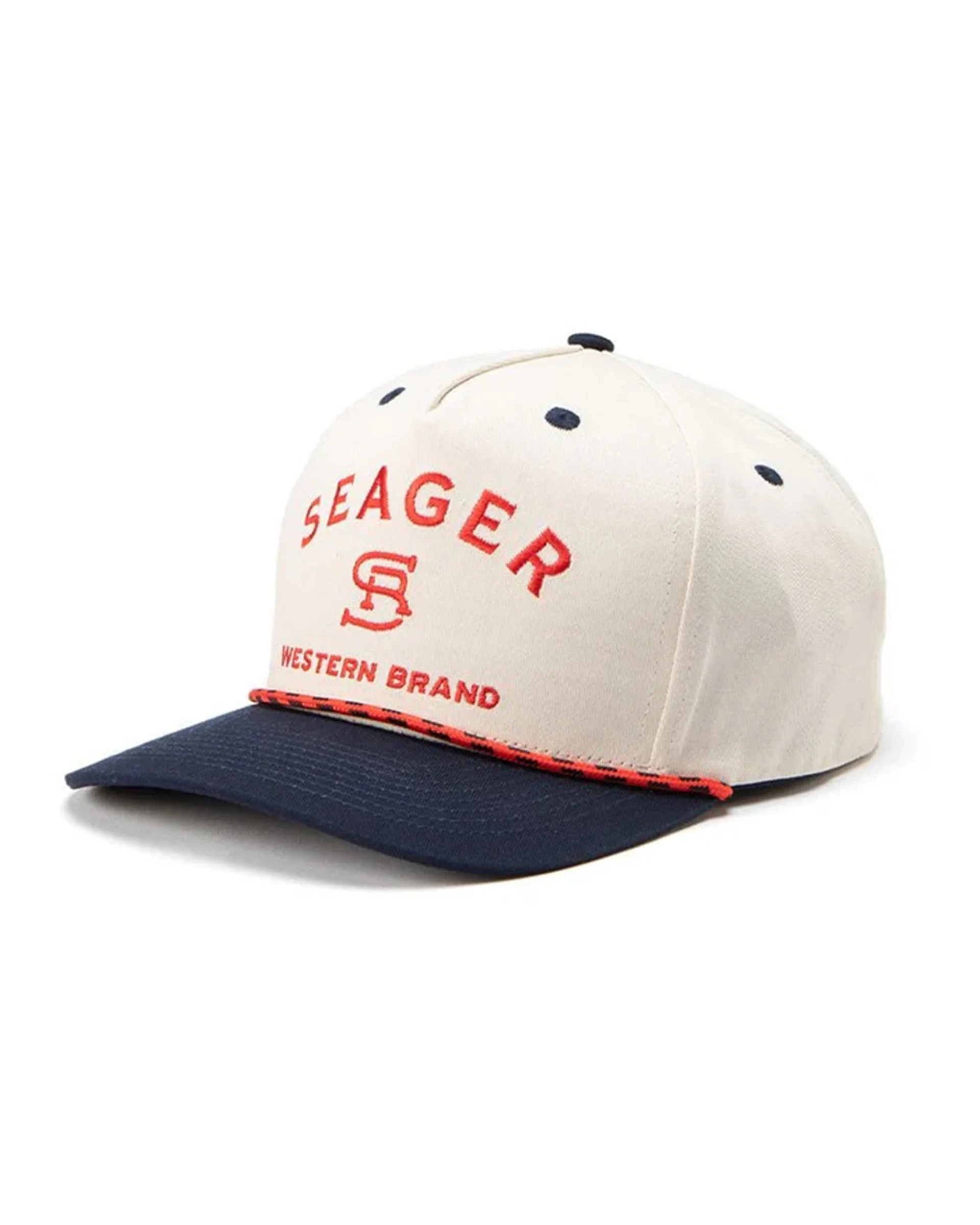 Branded Snapback Hat - Cream/Navy