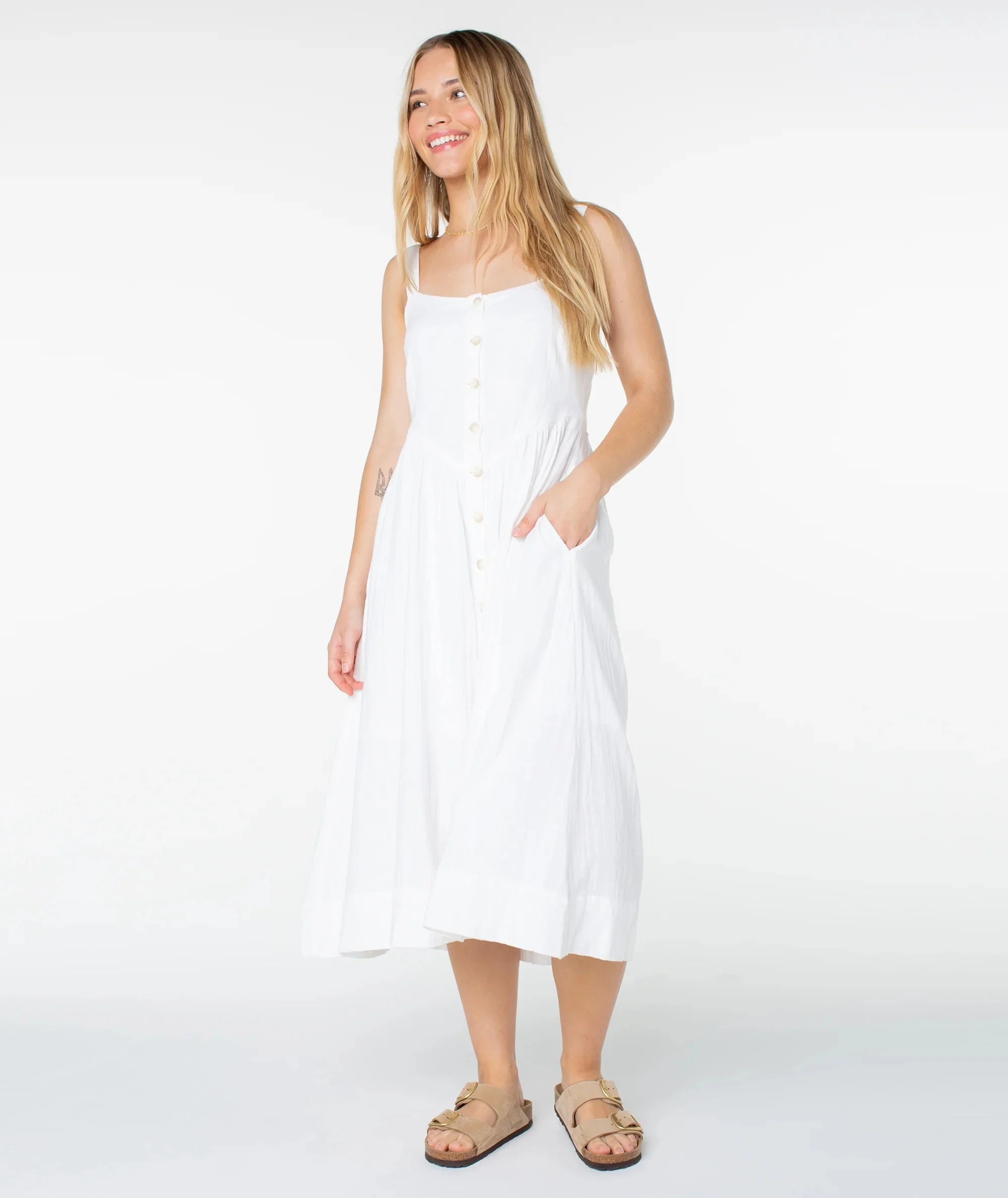 Brisa Midi Dress - Snow White Solid