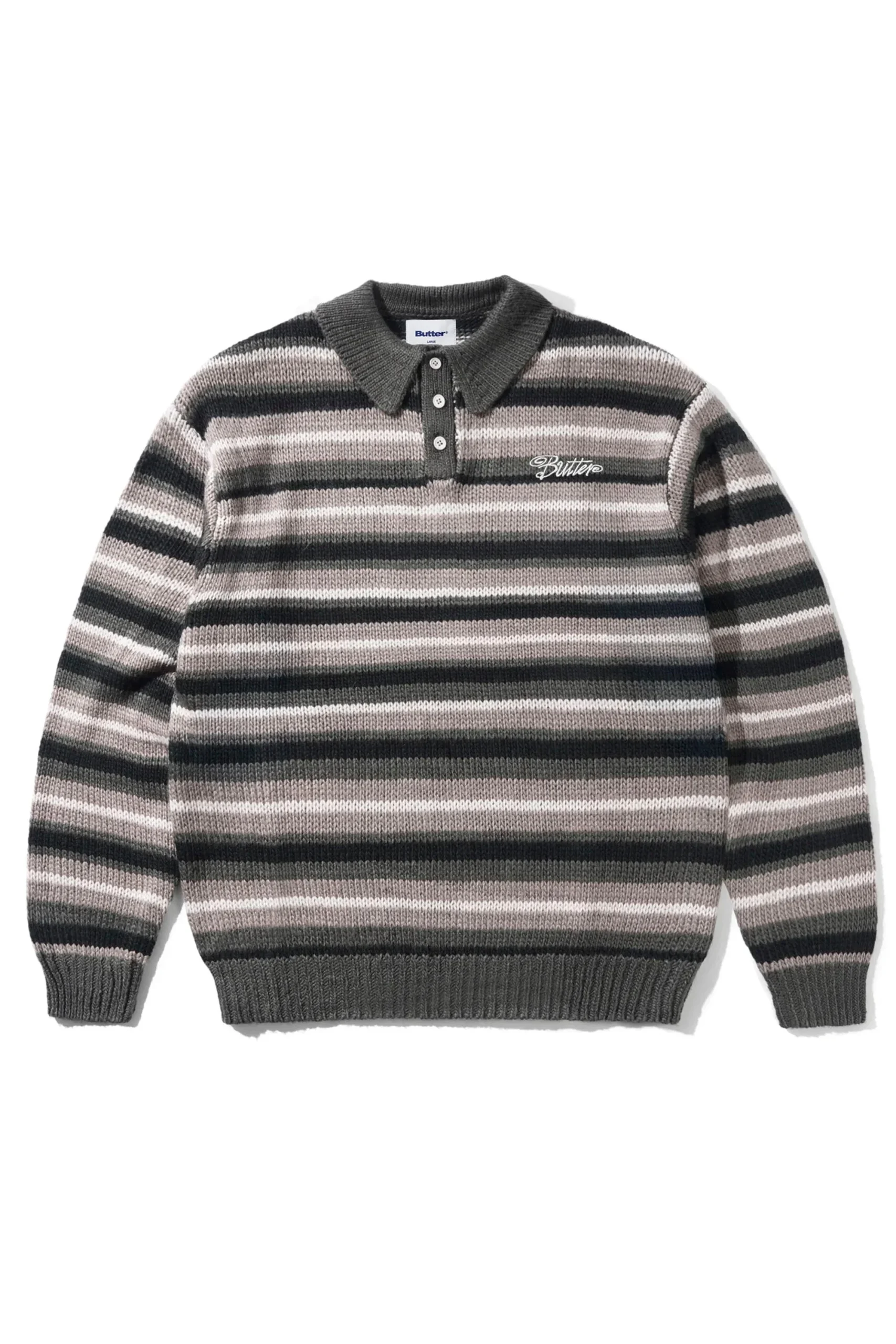 BUTTER - OMBRE STRIPE KNIT SWEATER - BLACK