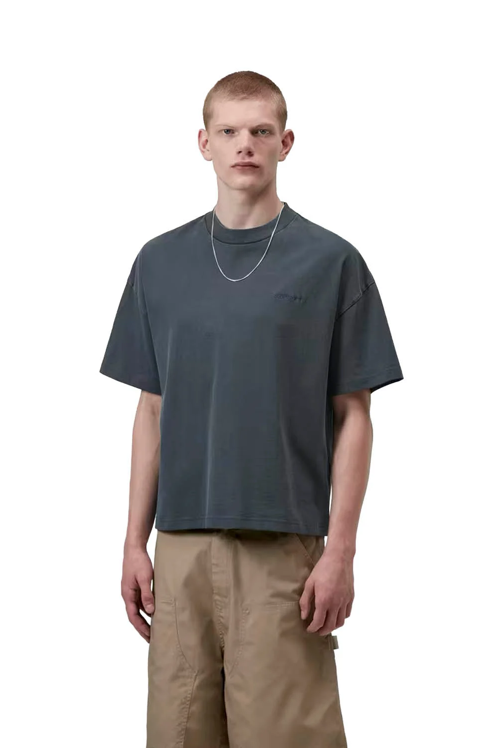 CARHARTT WIP - BENTON T-SHIRT - CARBON GARMENT DYED