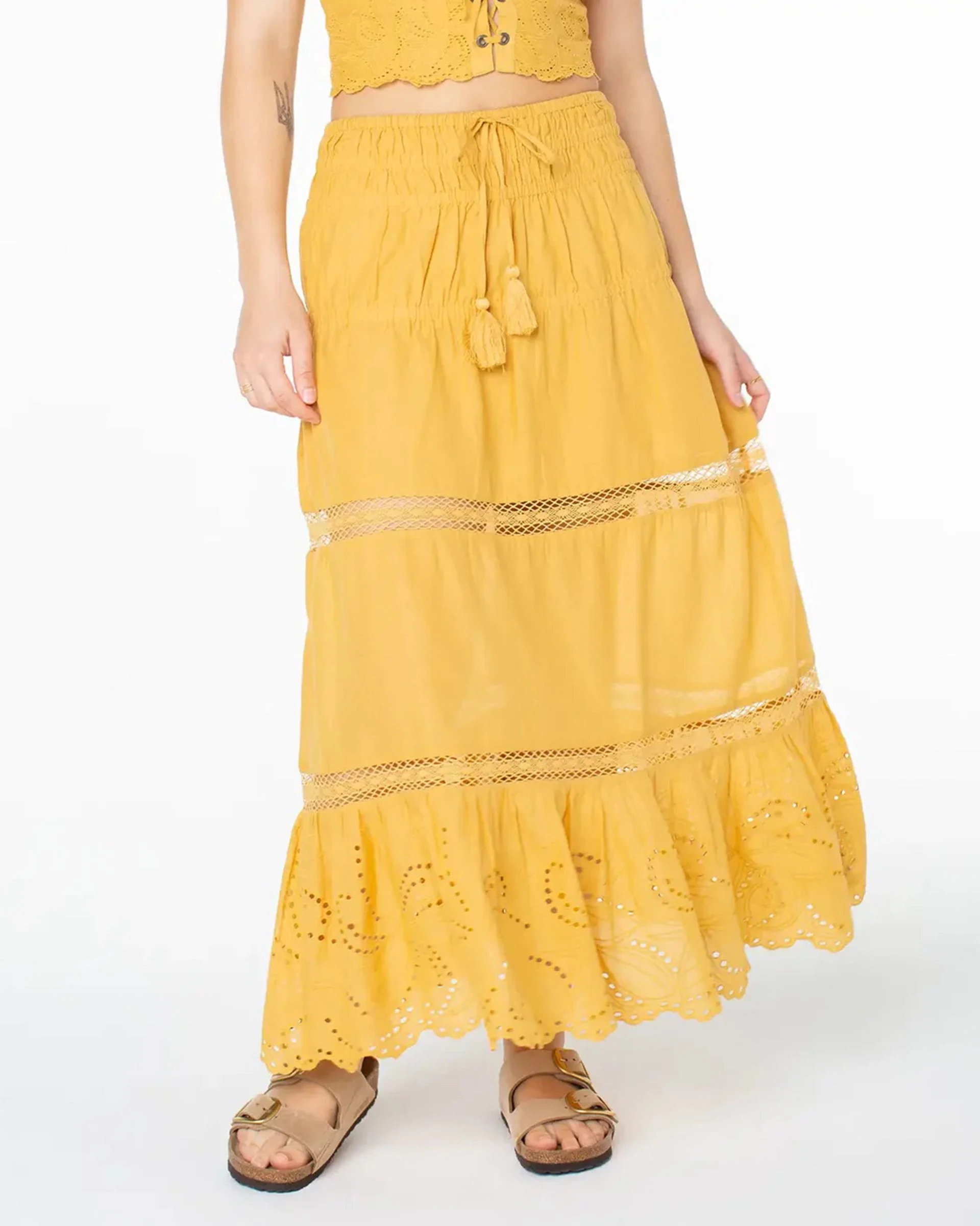 Castaway Maxi Skirt - Amber Gold Solid