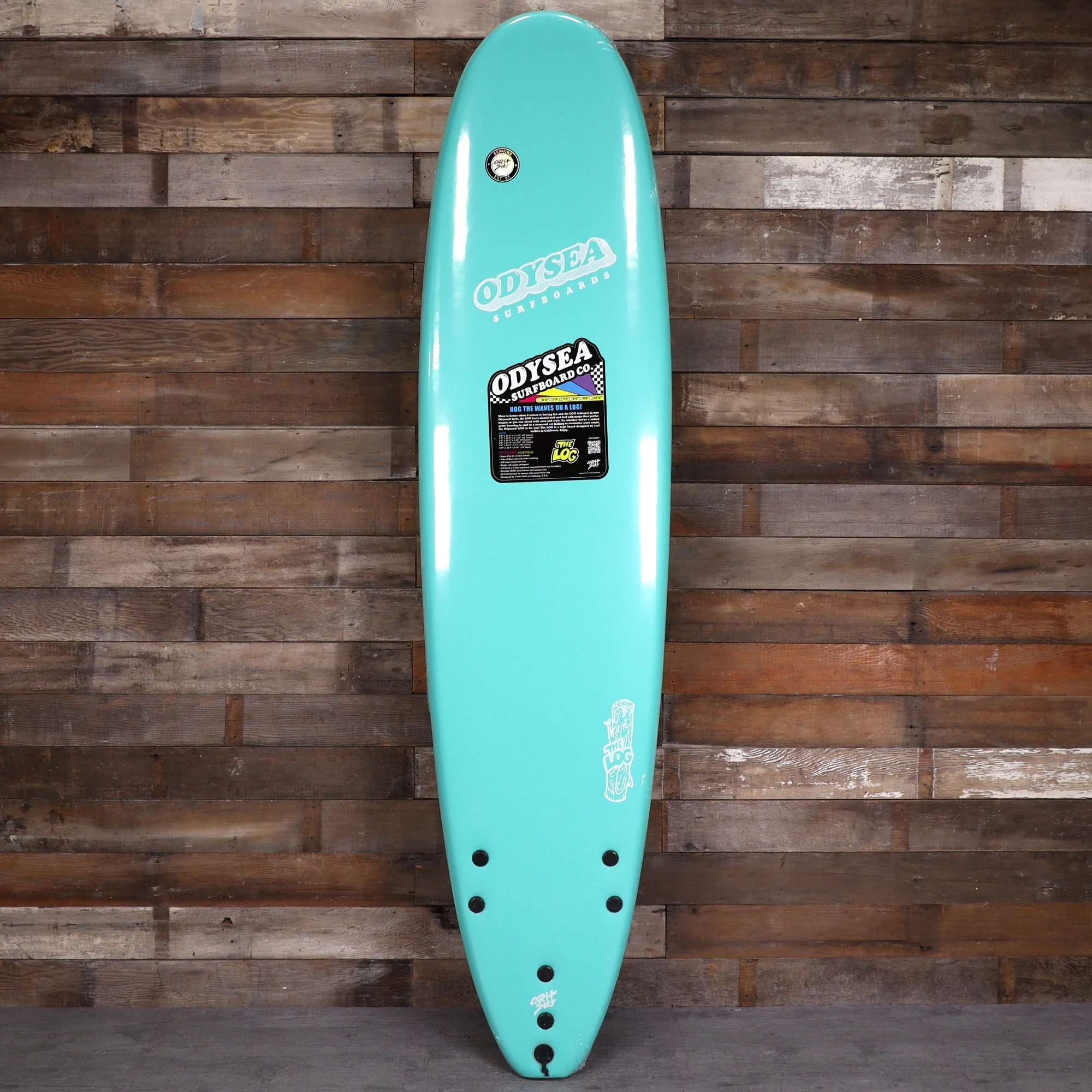 Catch Surf Odysea Log 7'6 × 22 × 3 ¼ Surfboard - Turquoise/Checkers