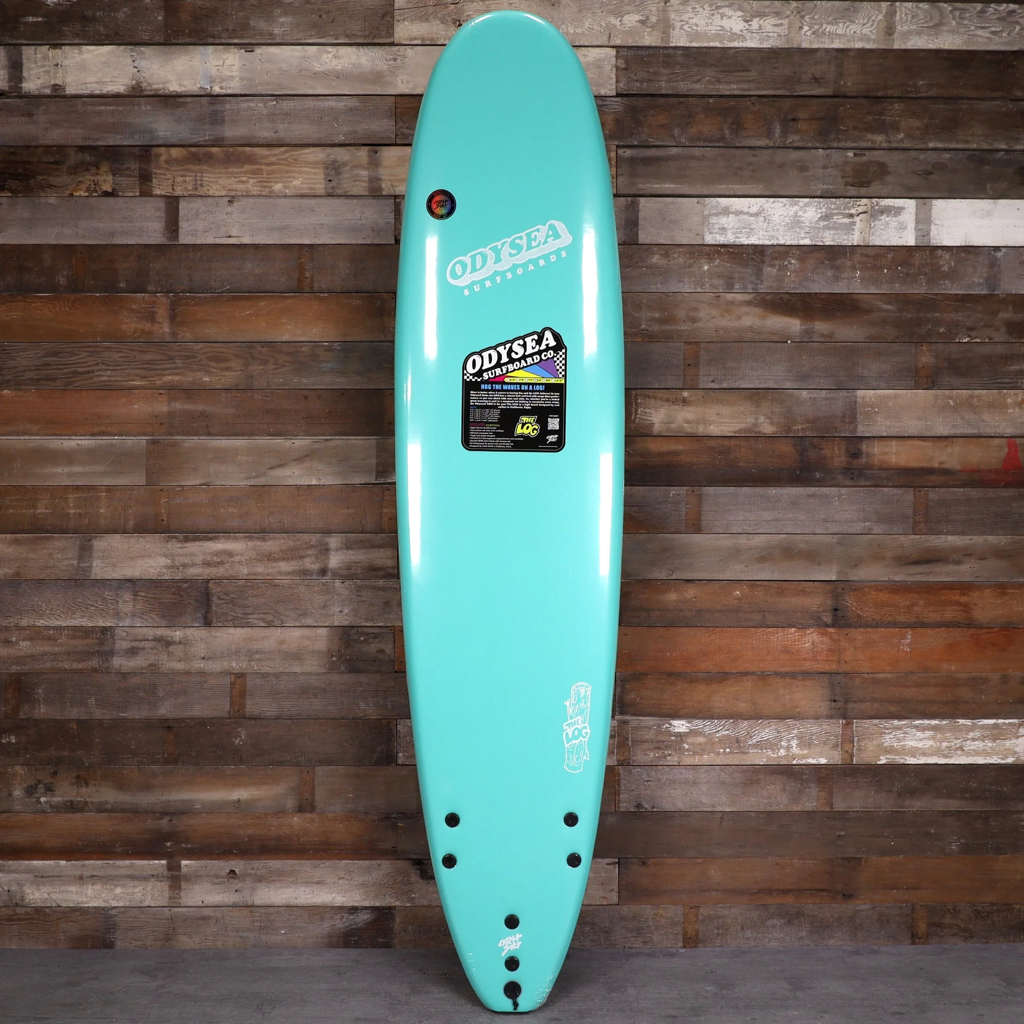 Catch Surf Odysea Log 8'0 × 23 × 3 ⅜ Surfboard - Turquoise/Checkers
