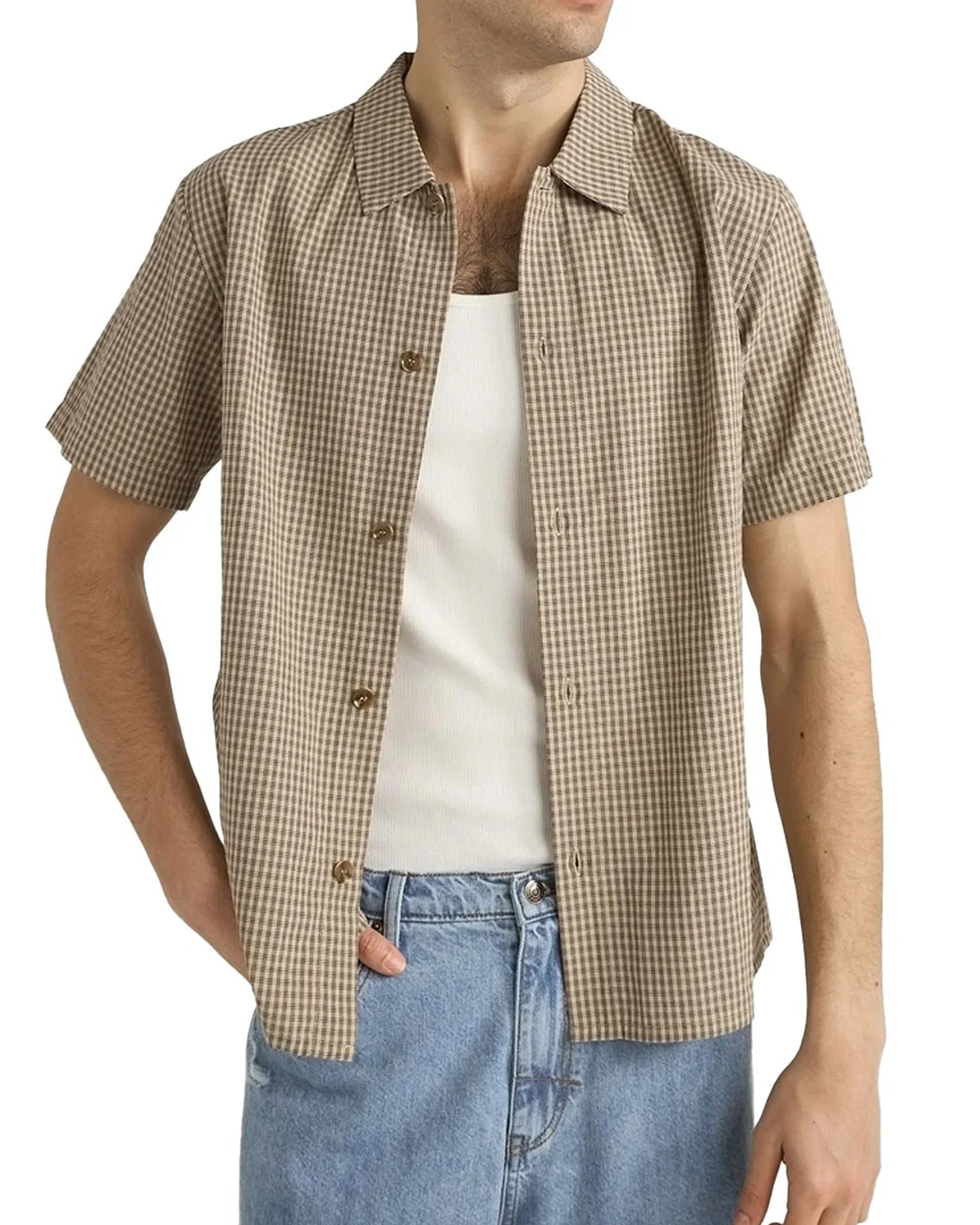 Check S/S Shirt - Sand