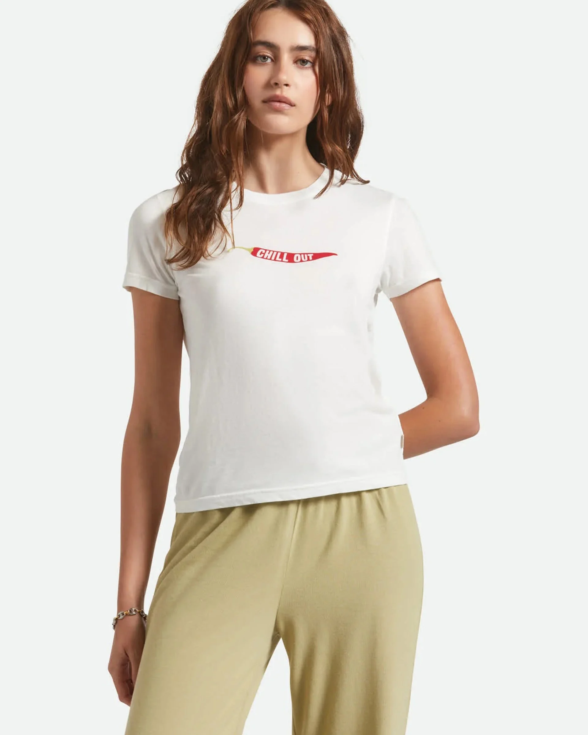 Chill Out Fitted Crew S/S T-Shirt - Off White