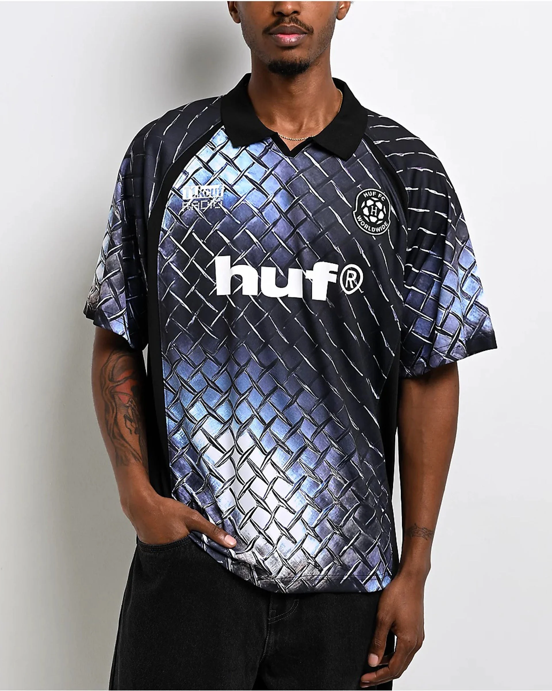 Diamond Plate Soccer Jersey - Black