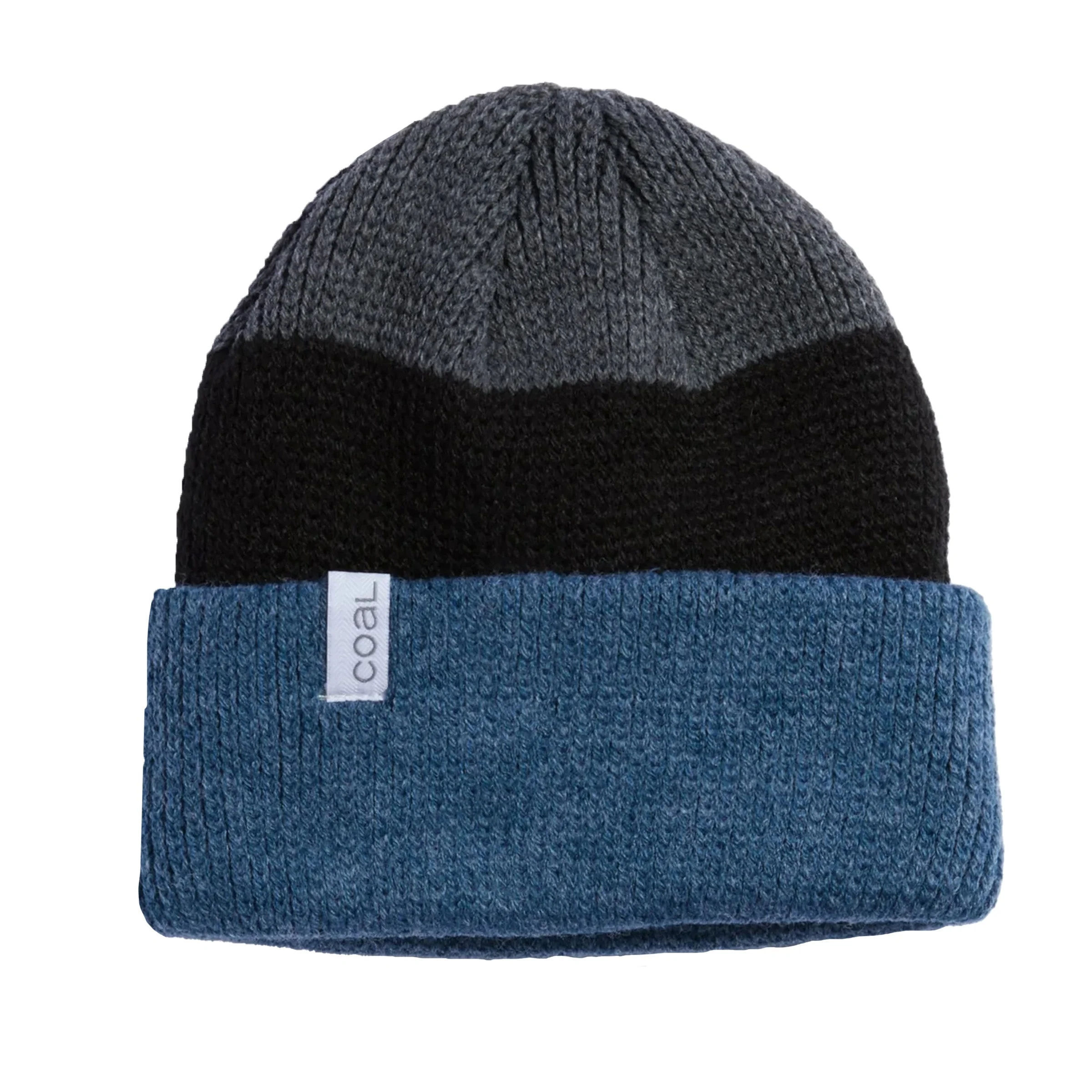 The Frena Thick Knit Cuffed Beanie - Heather Slate Stripe