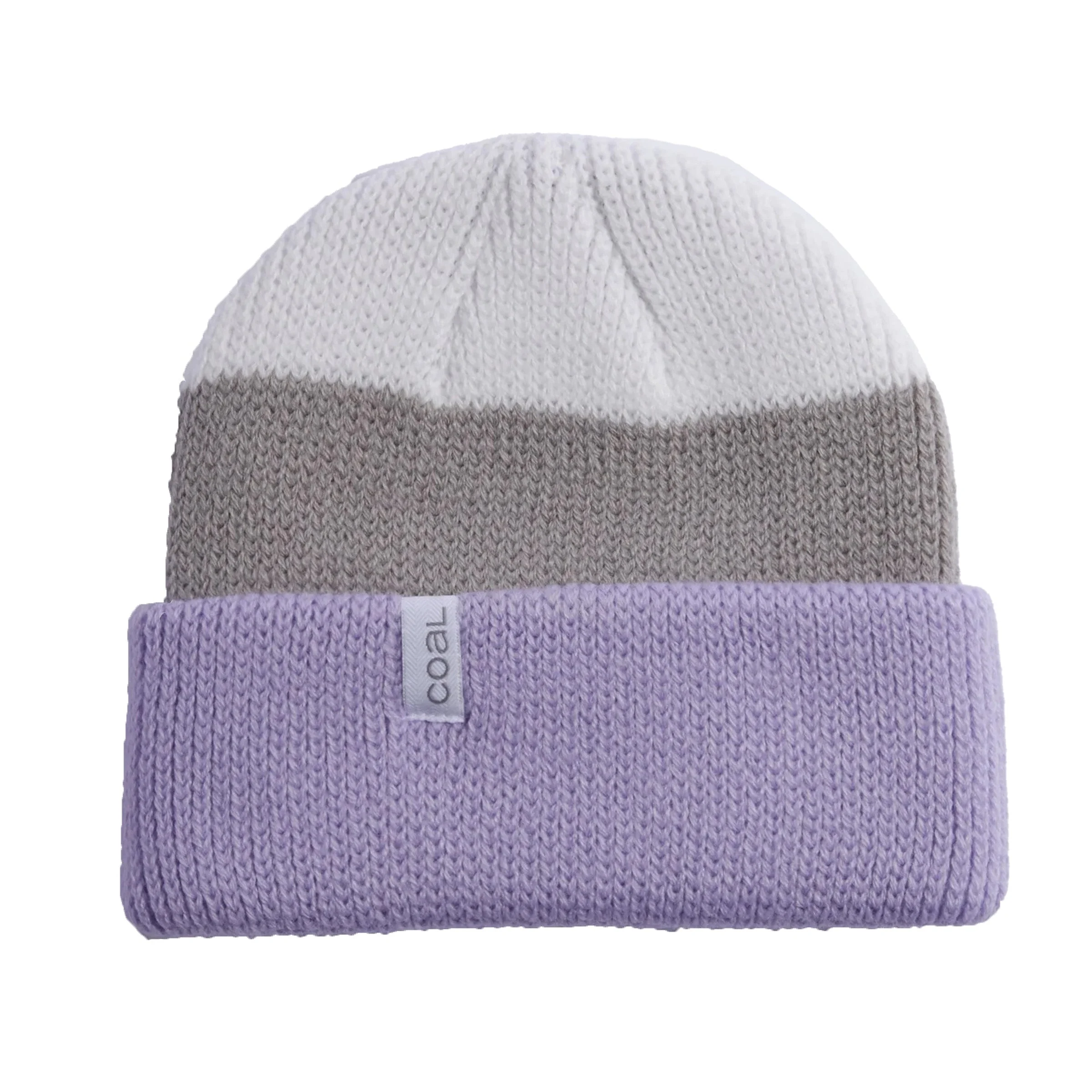 The Frena Thick Knit Cuffed Beanie - Lilac Stripe