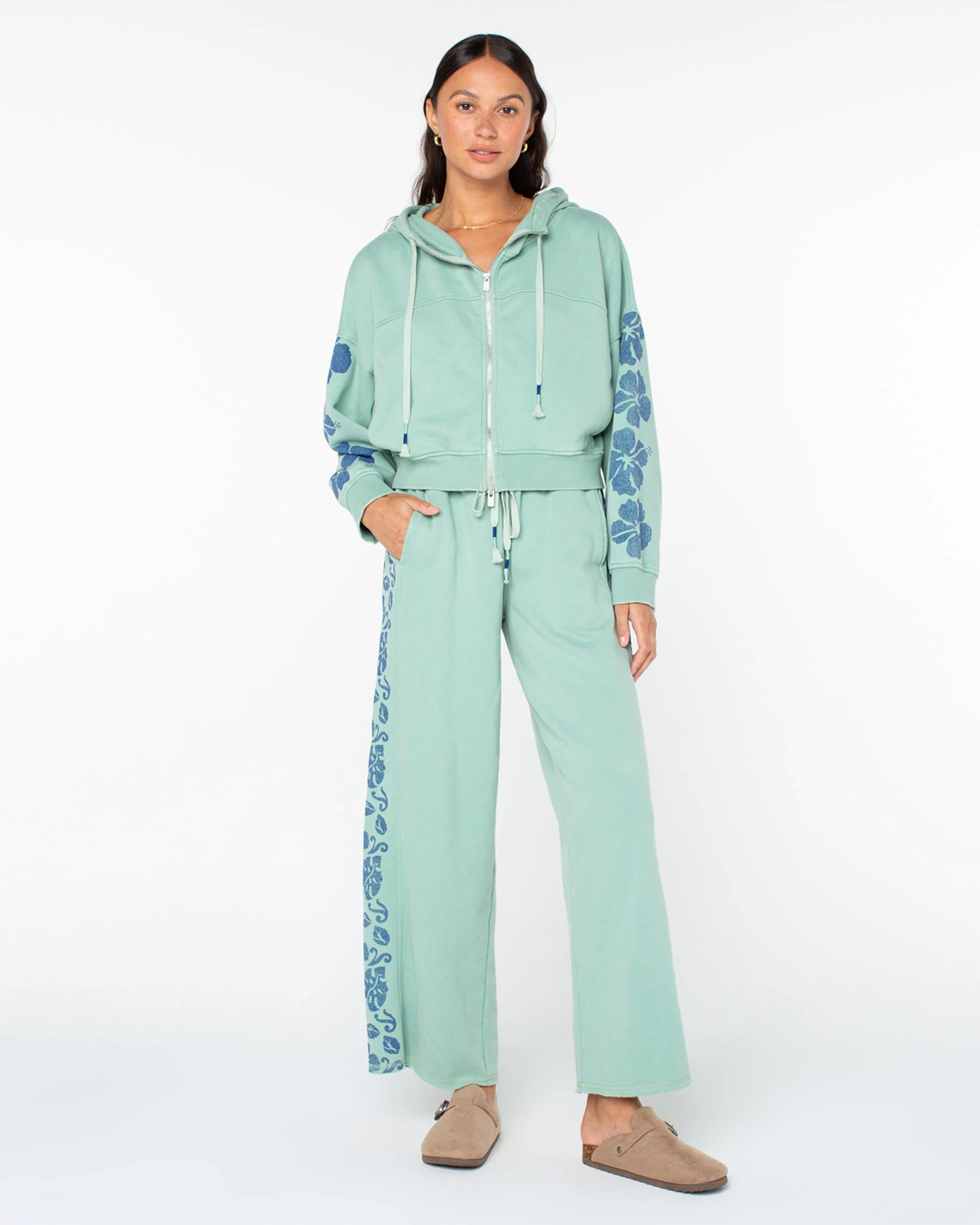 Fringing Reefs Zip-Up Hoodie - Granite Green Fringing Reefs