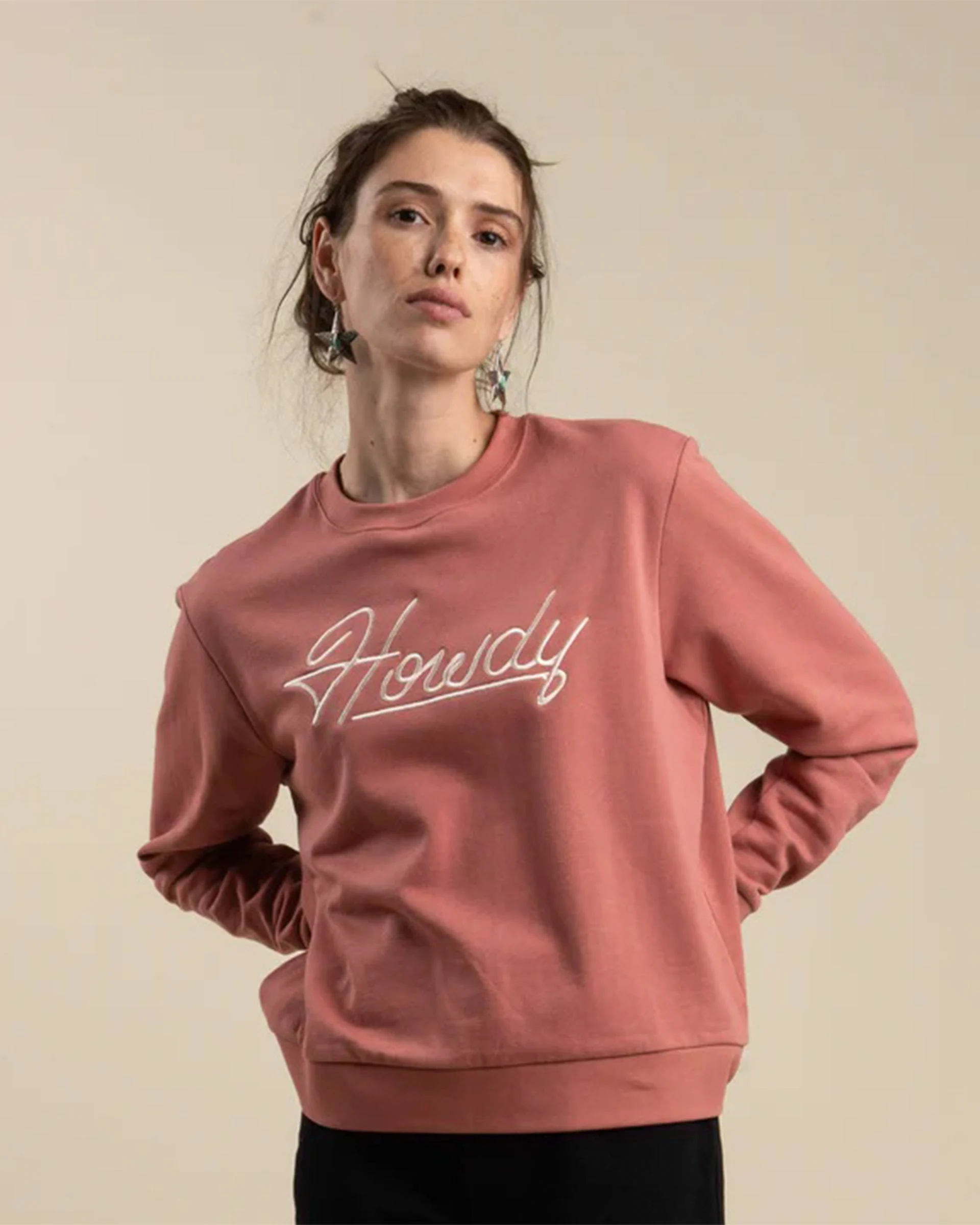 Howdy Drop Shoulder Sweatshirt - Dusty Mauve