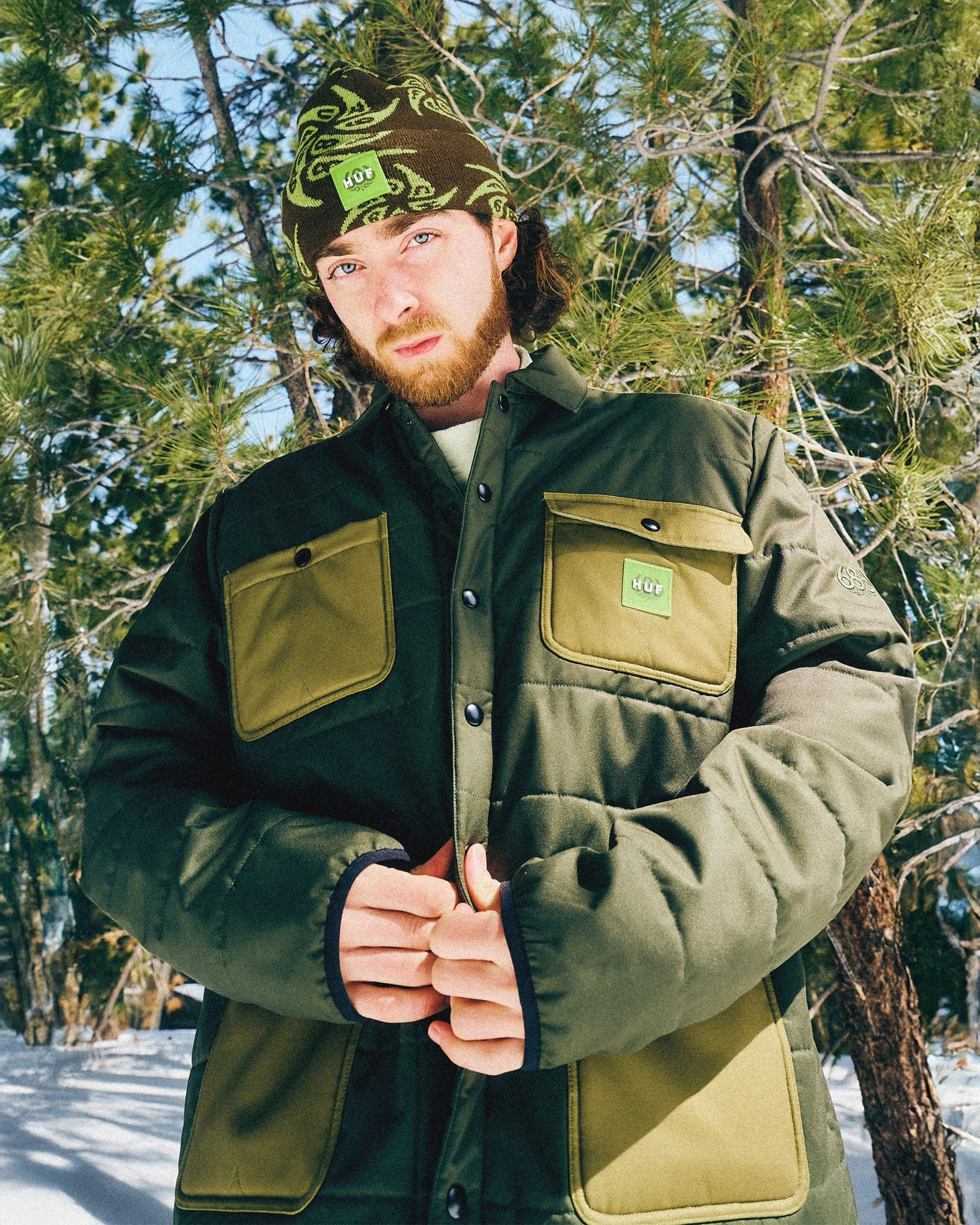 HUF Puffer Insulated Jacket - Dark Green Colorblock