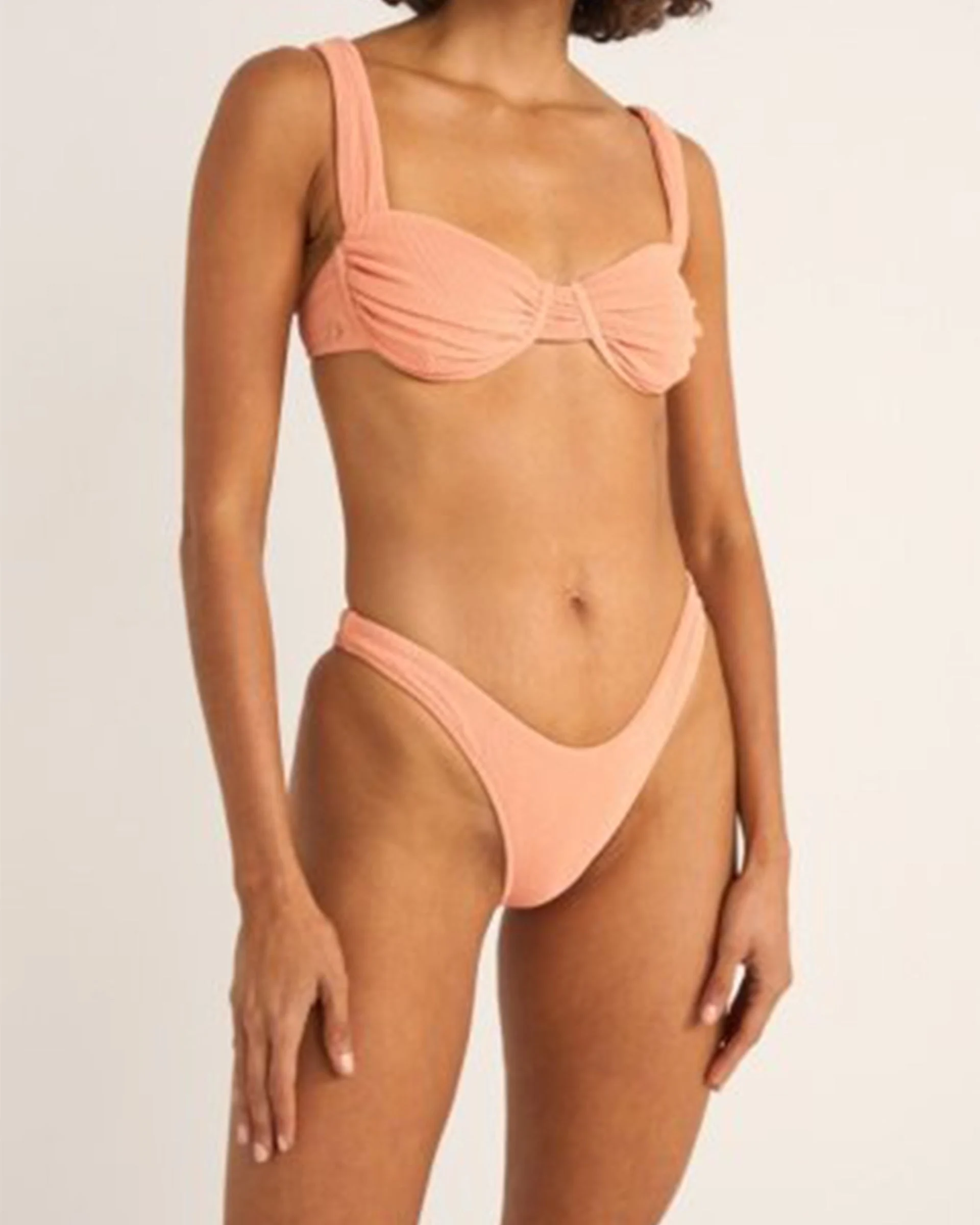 Isla Rib Hi Cut Pant - Peach