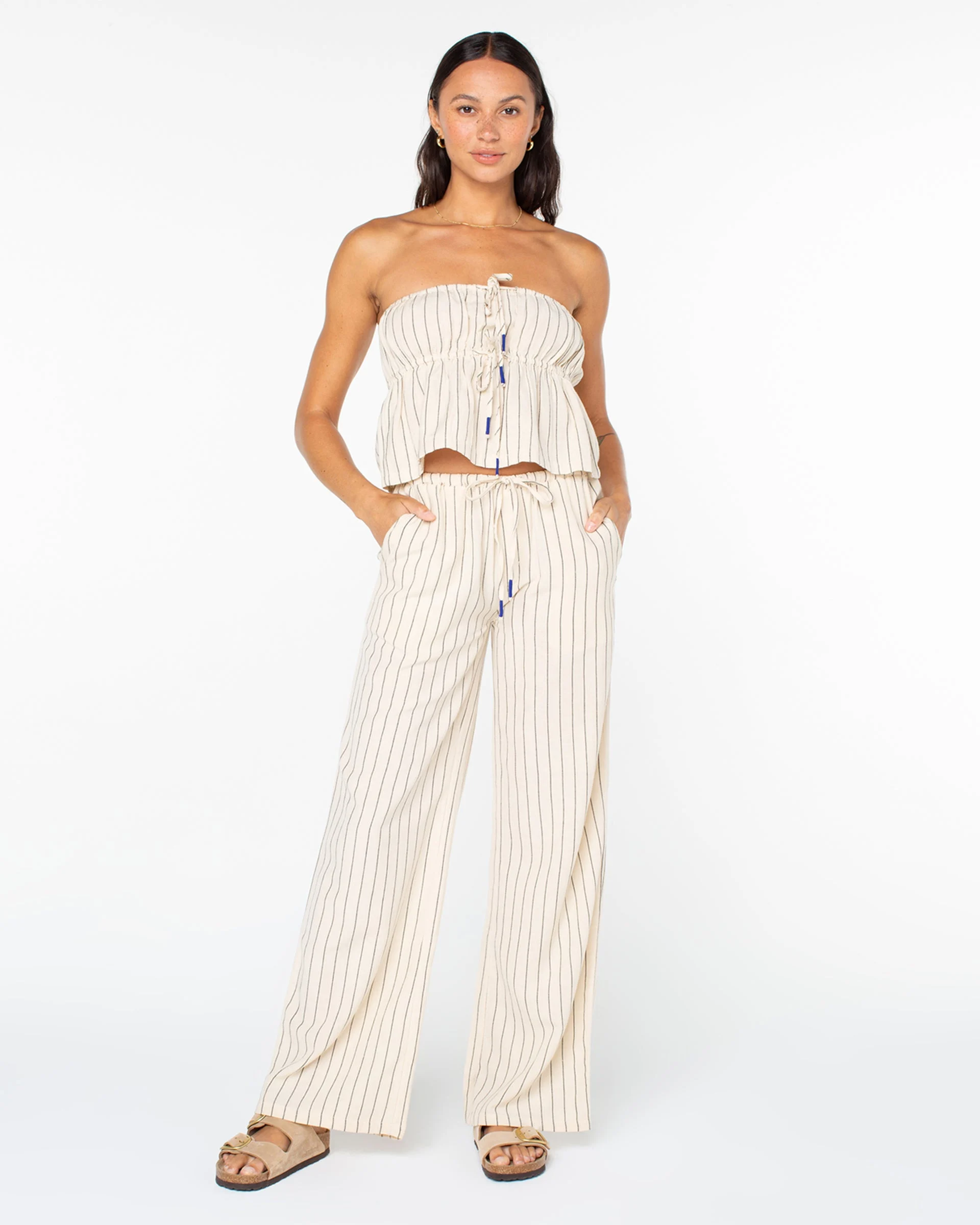 Iyla Pants - Parchment Simple Stripe
