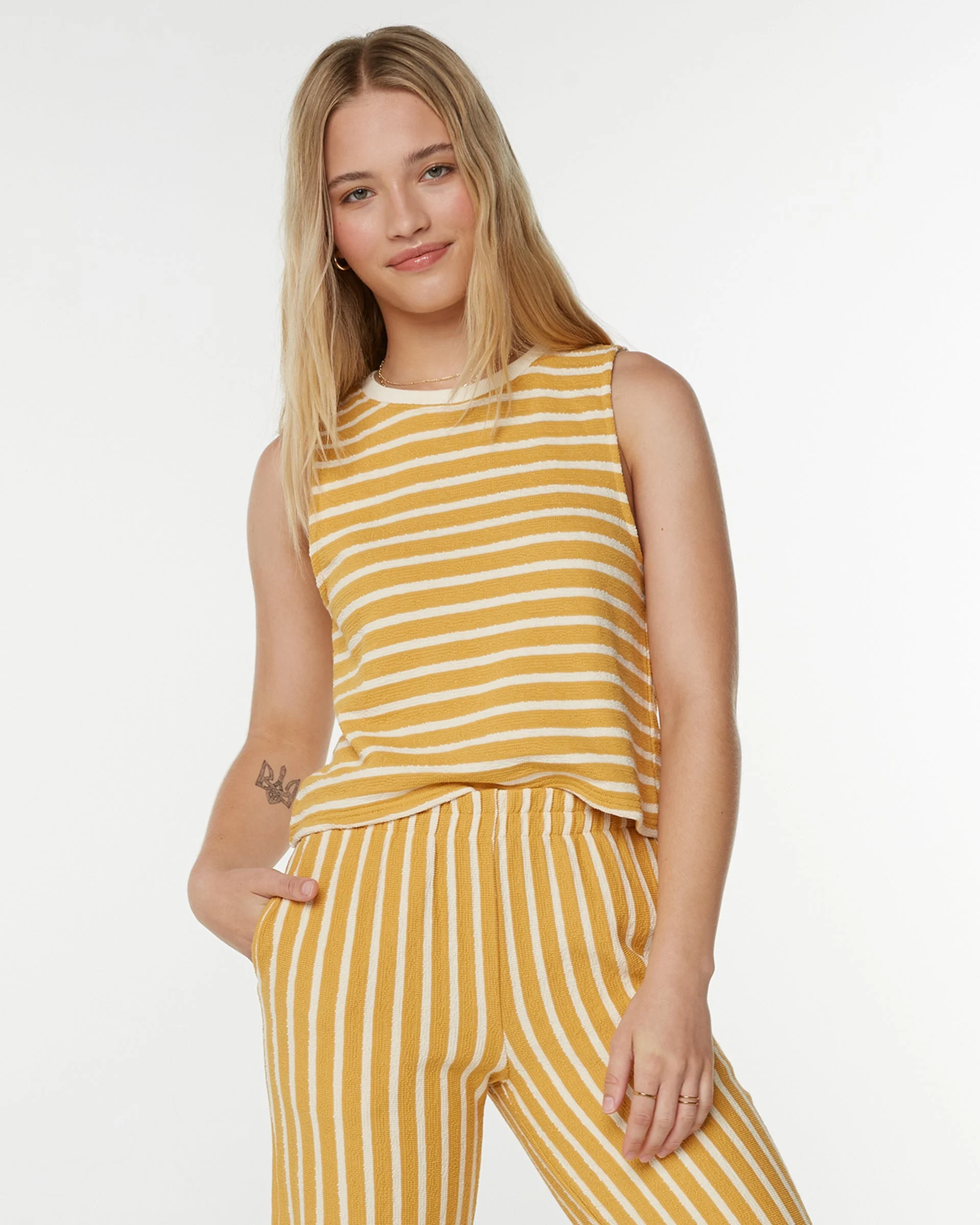 Java Stripe Tank - Amber Gold Solid