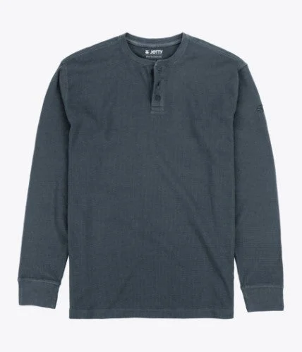 Jetty Mens Shirt Seabed Waffle Henley Long Sleeve