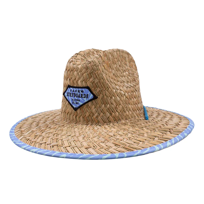 Kids Retro Lam II Lifeguard Hat - Straw/Blue Zebra