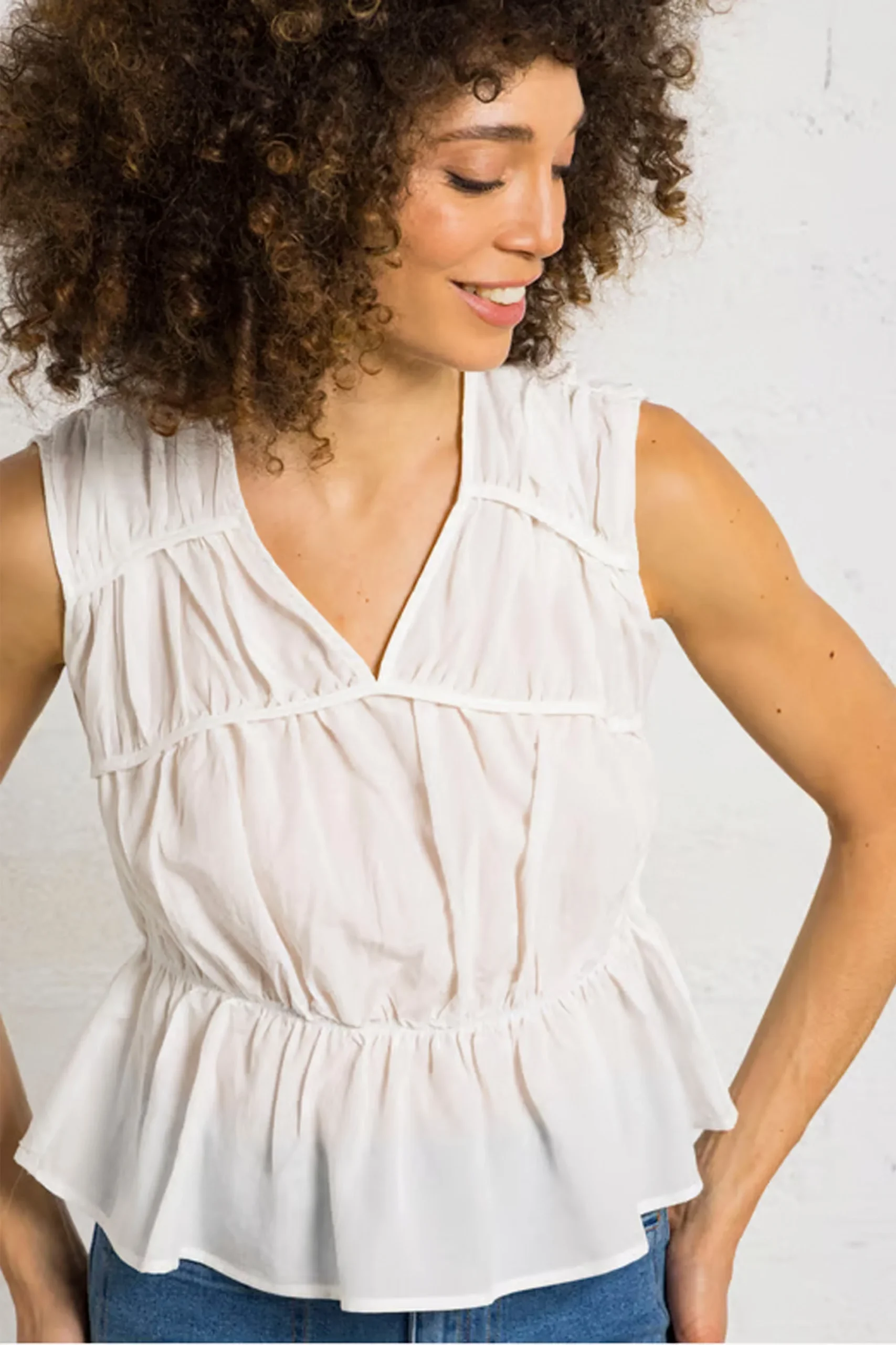 THE KORNER - CRINKLED TOP - CREAM