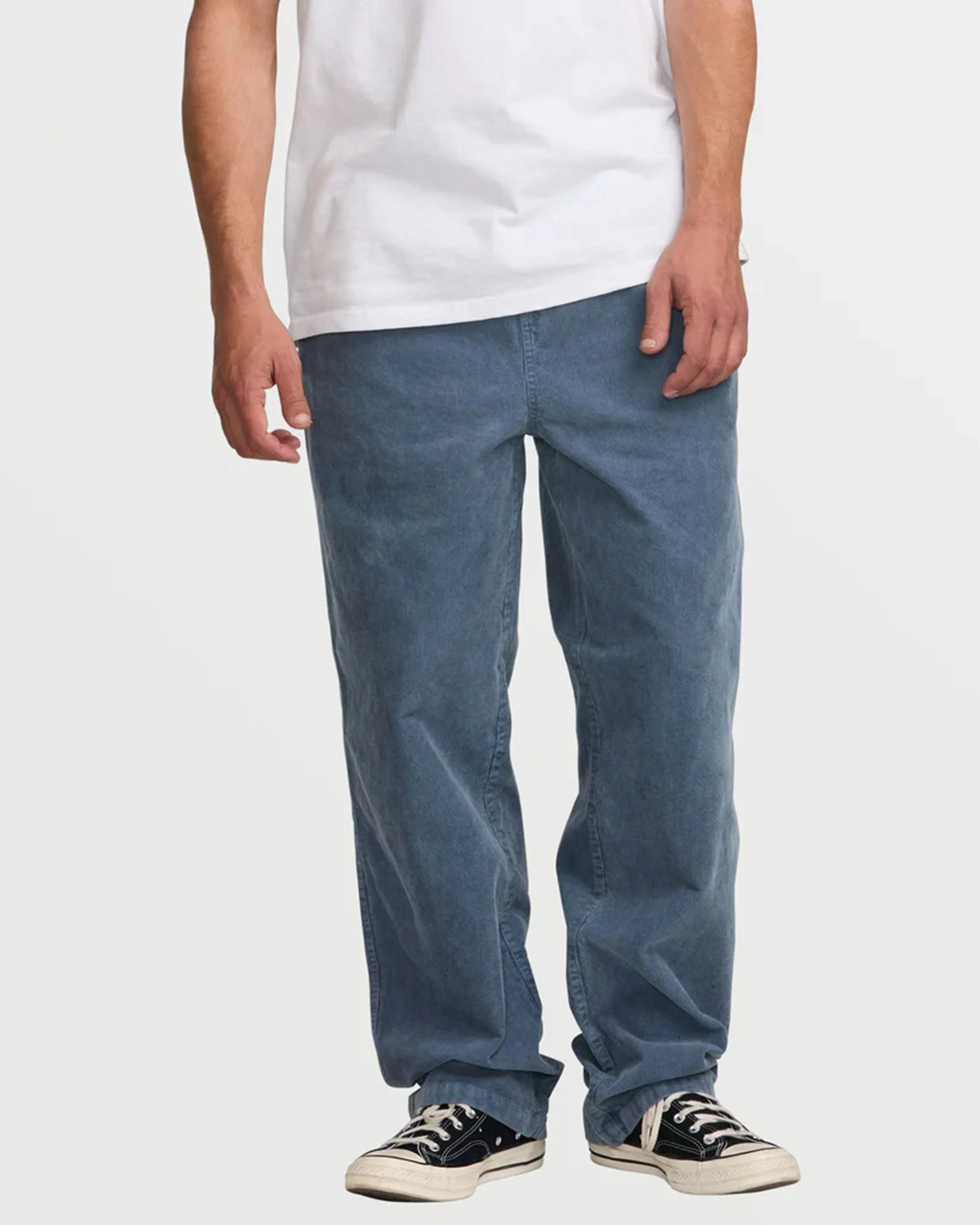 Larry Elastic Waist Corduroy Pants - Slate Blue