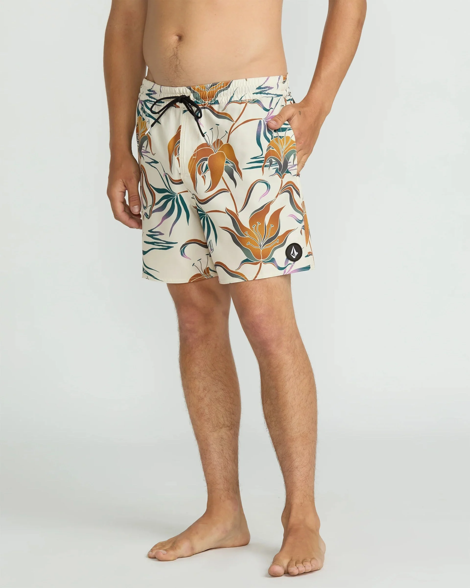 Lido Print 16" Trunks - Dirty White
