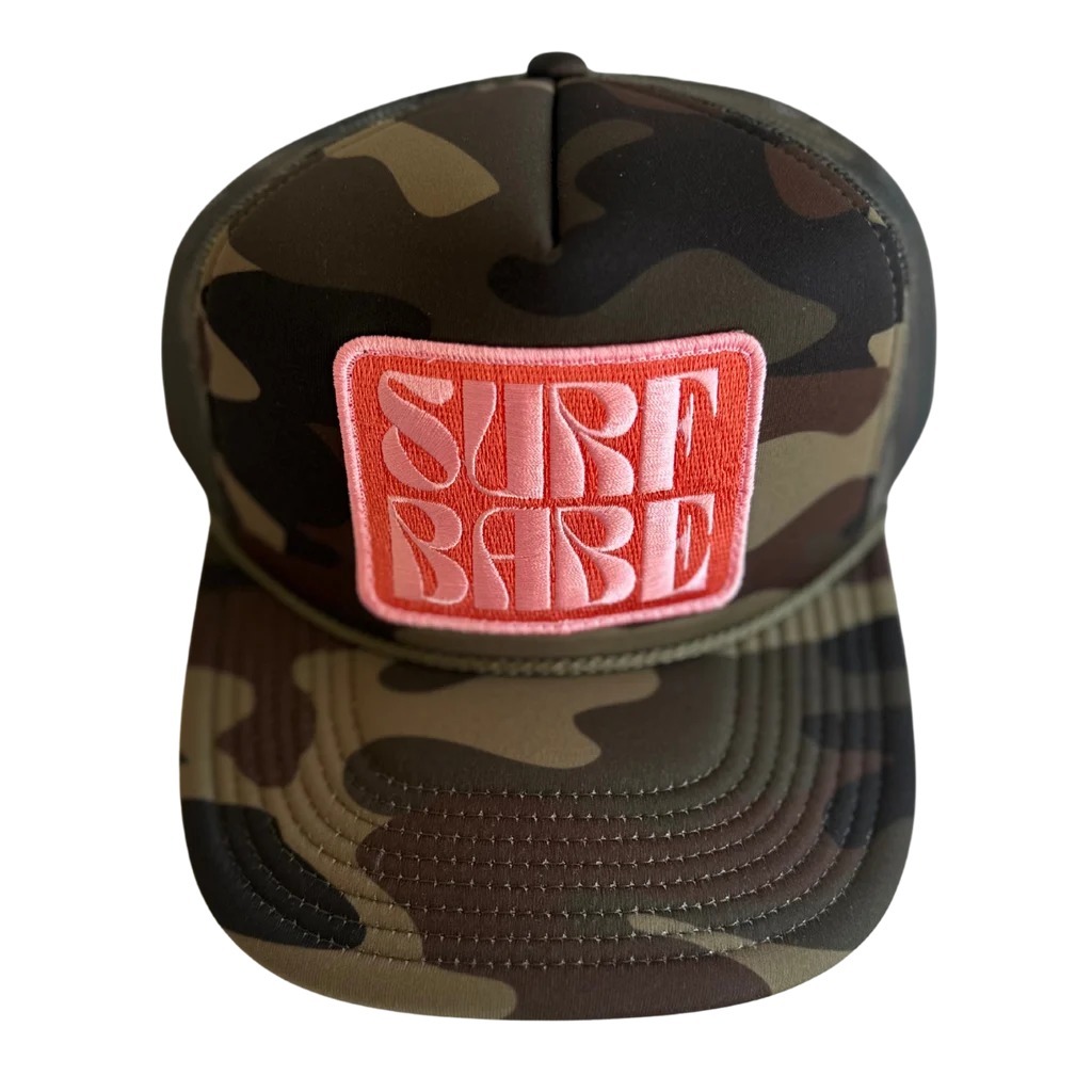 Local Beach Surf Babe Trucker Hat-Camo