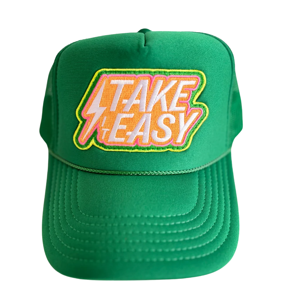 Local Beach Take It Easy Patch Trucker Hat-Kelly Green