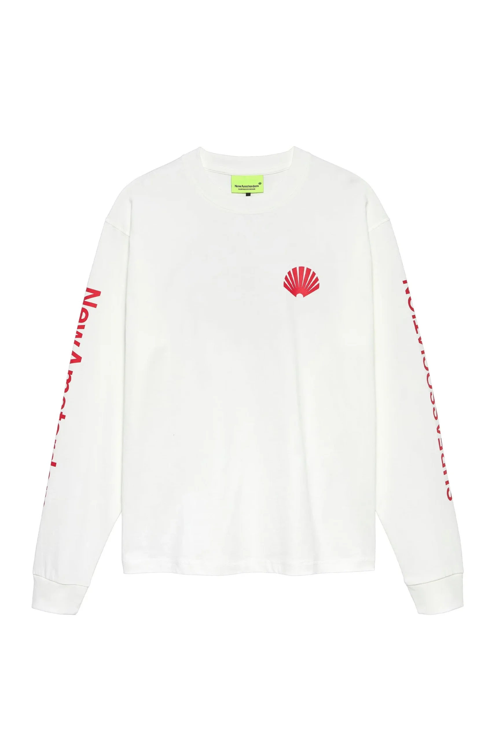 NEW AMSTERDAM SURF ASSOCIATION - LOGO LONGSLEEVE TEE - WASHED WHITE/DEEP RED