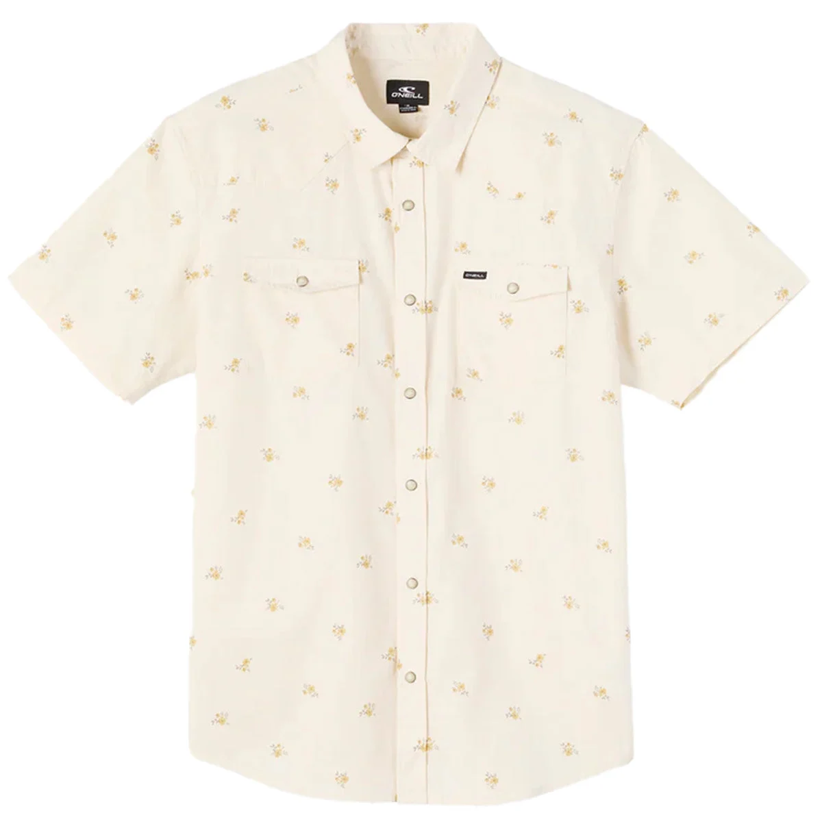 O'Neill Bar Dog Short Sleeve Button-Up Snap Standard Shirt - Cream