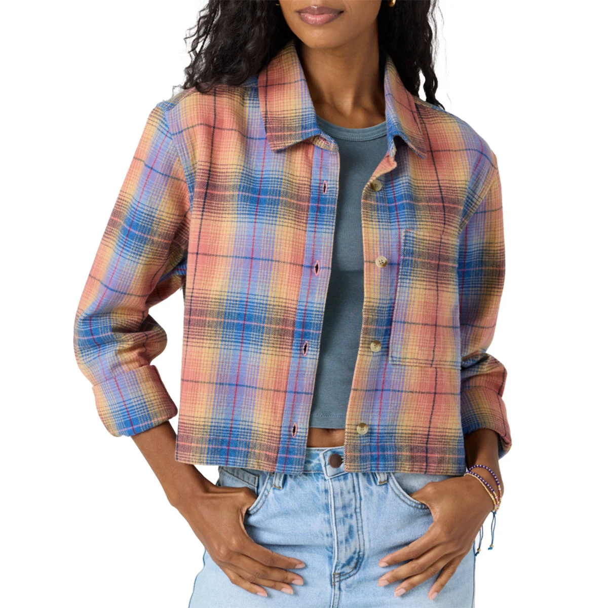 O'Neill Women's Roy Long Sleeve Button-Up Flannel Shirt