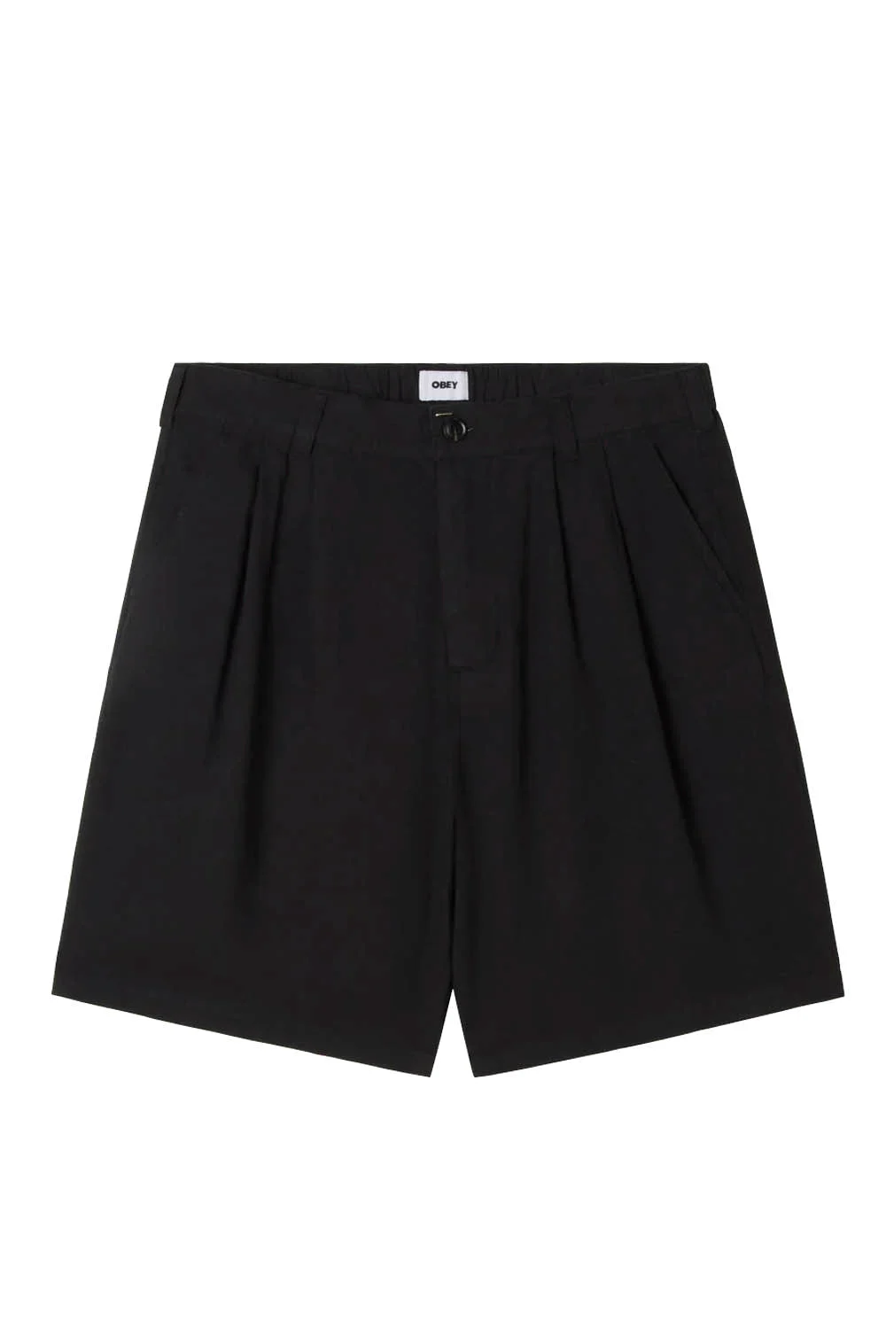 OBEY - FOSTER PLEATED LINEN SHORT - BLACK