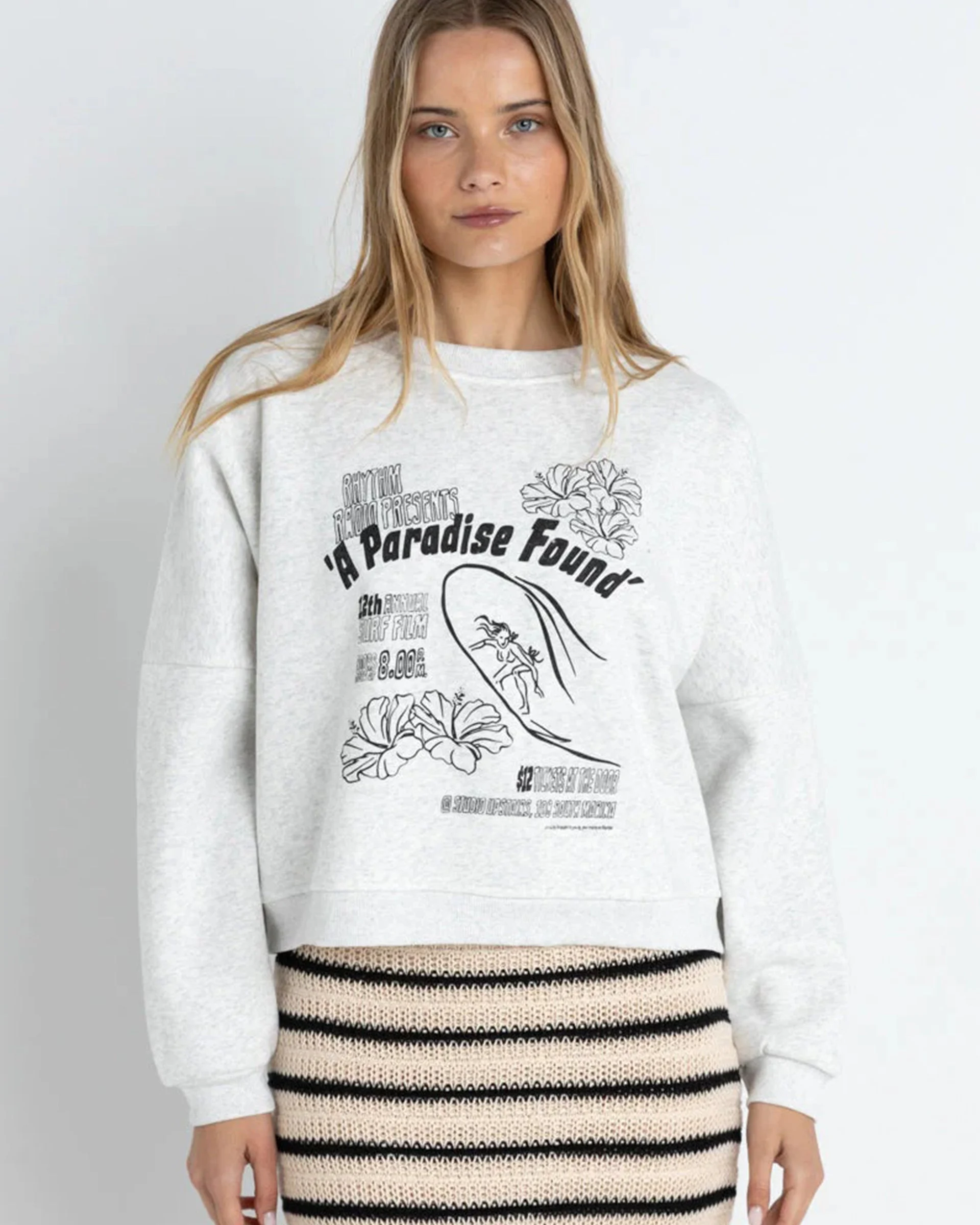 Paradise Found Crewneck Fleece - Grey Marle