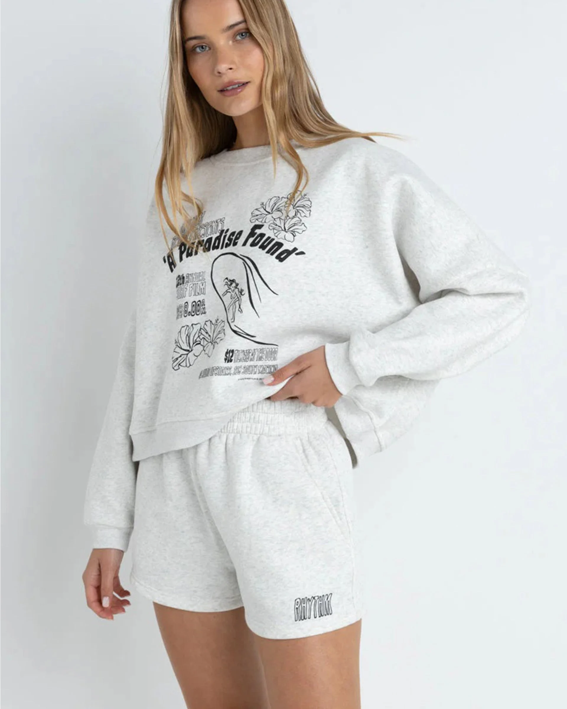 Paradise Found Fleece Shorts - Grey Marle