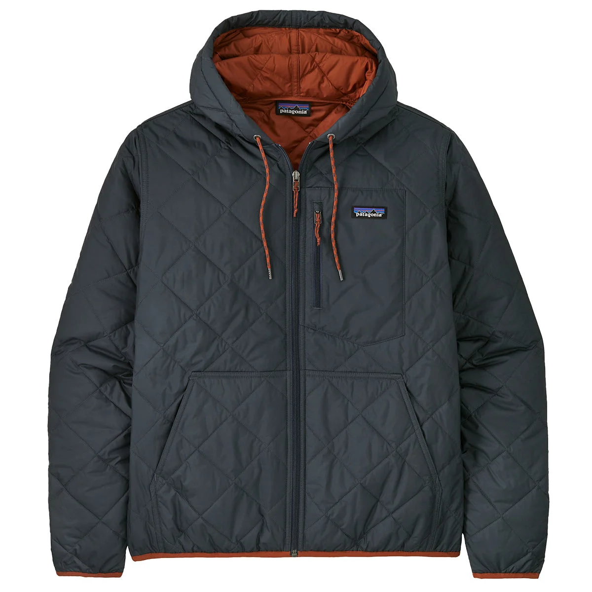 Patagonia Diamond Quilted Bomber Hooded Zip Jacket - Smolder Blue