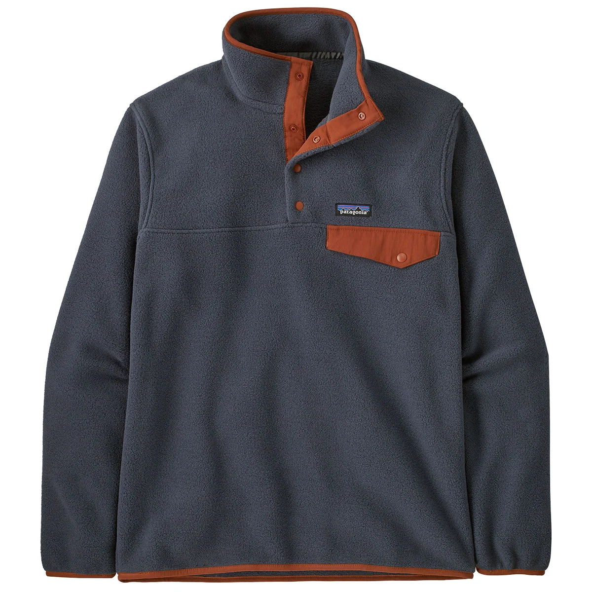 Patagonia Lightweight Synchilla Snap-T Fleece Pullover Jacket - Smolder Blue/Burnished Red