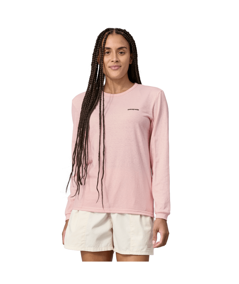 Patagonia P-6 Logo L/S Responsibili-Tee-P-6 Outline: Whisker Pink