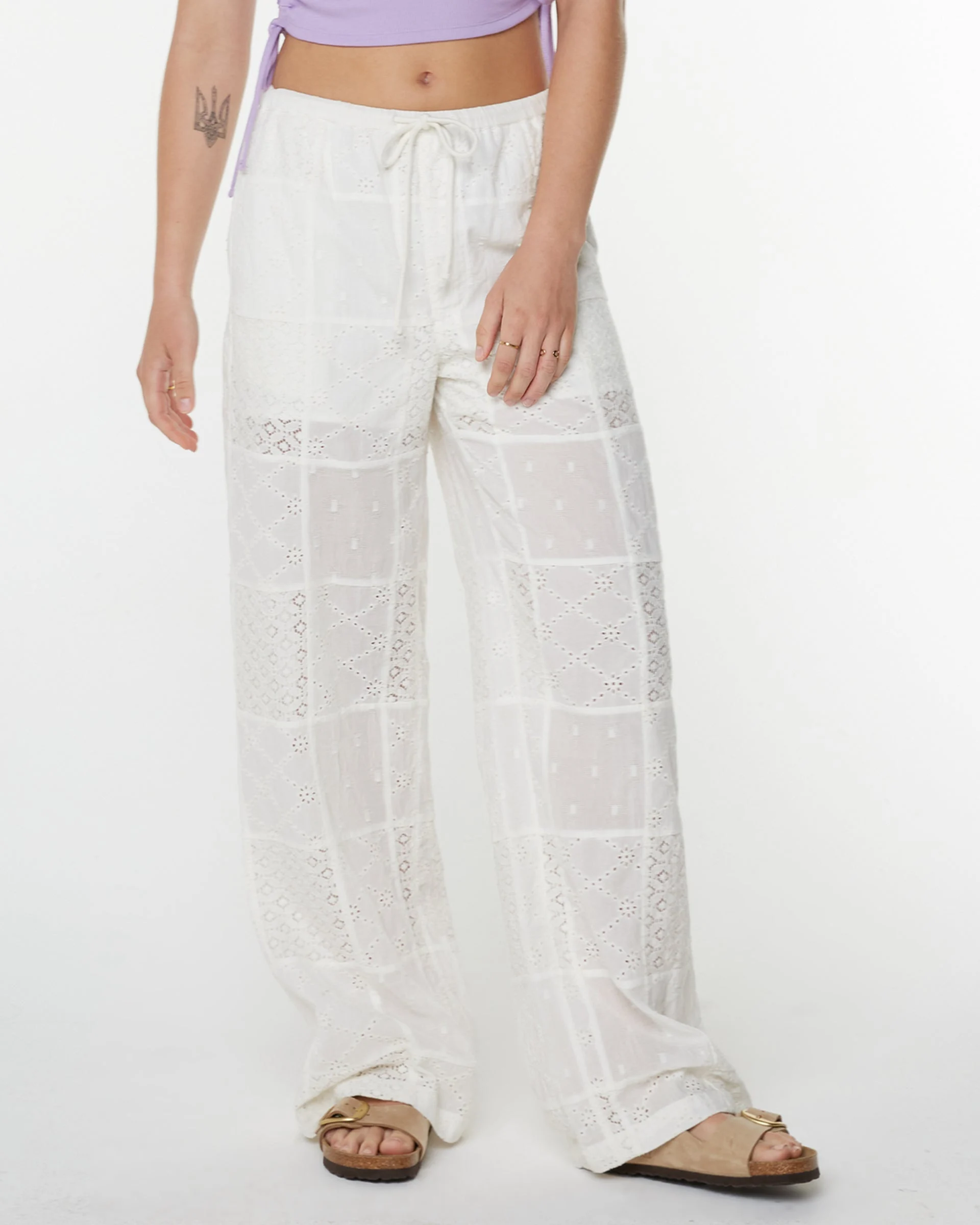 Precious Patchwork Pants - White