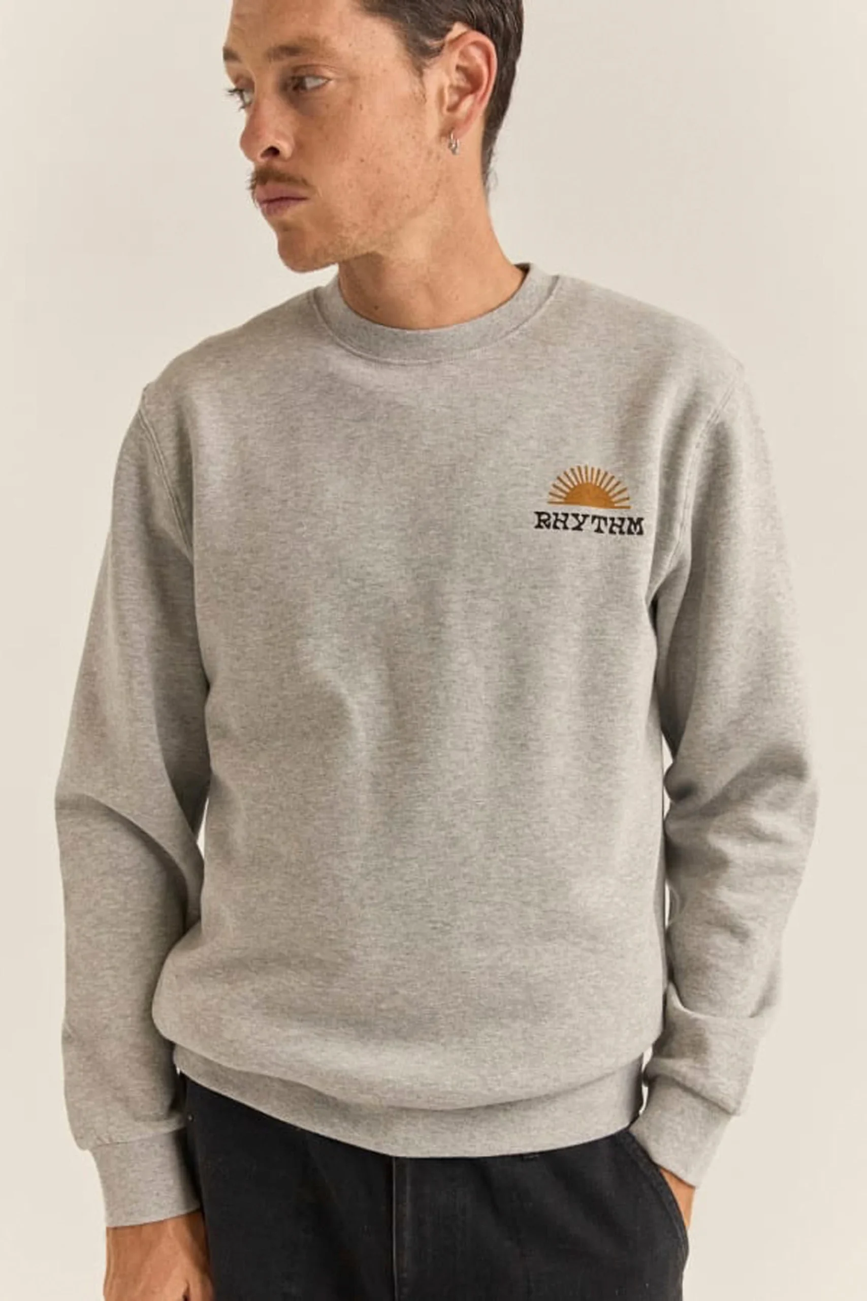 RHYTHM - AWAKE FLEECE CREW - GREY HEATHER