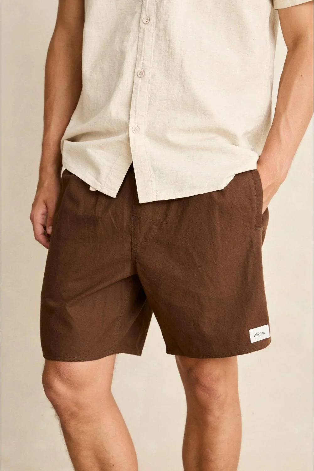 RHYTHM - CLASSIC LINEN JAM SHORT - CHOCOLATE