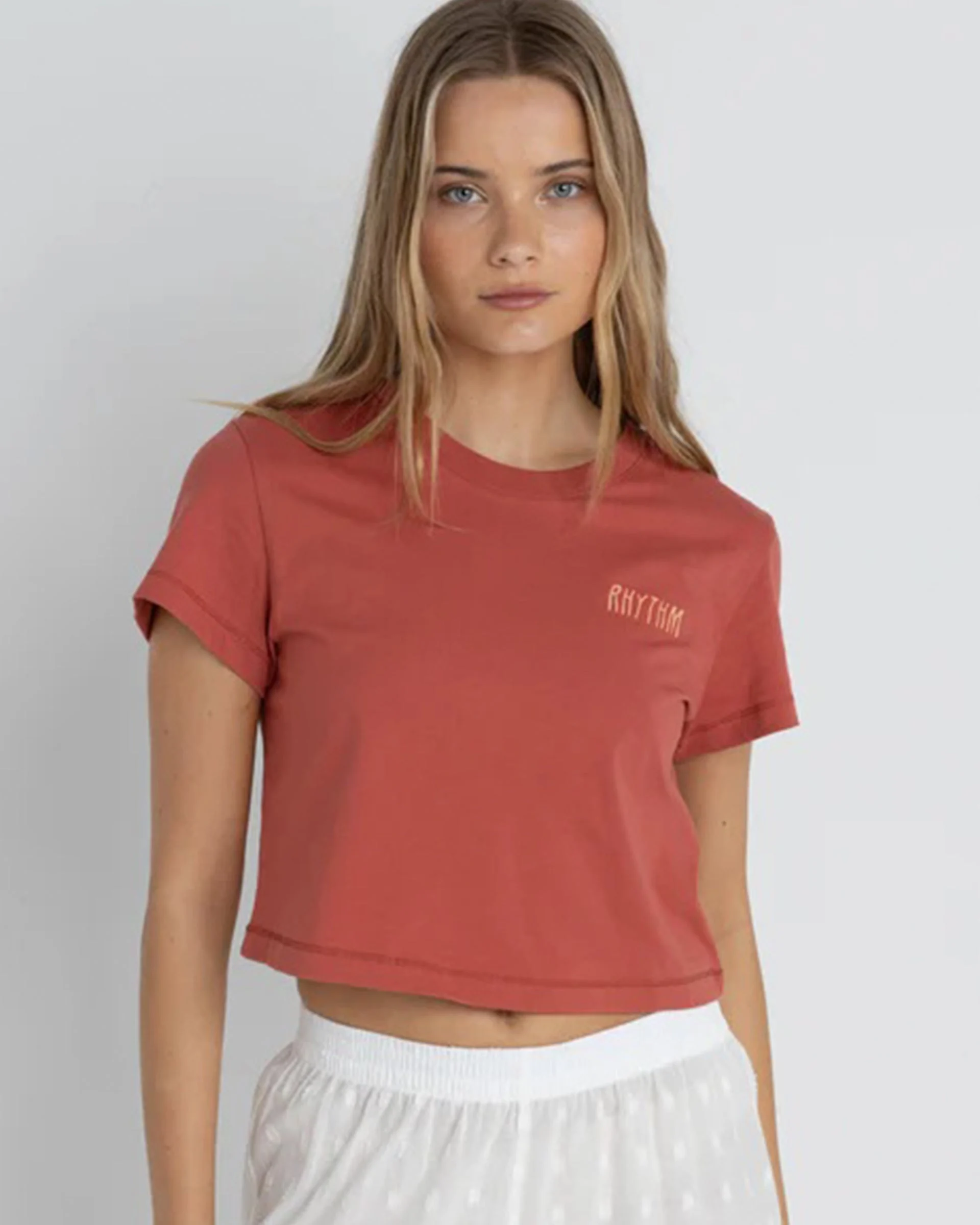 Rhythm Crop Crew S/S T-Shirt - Red
